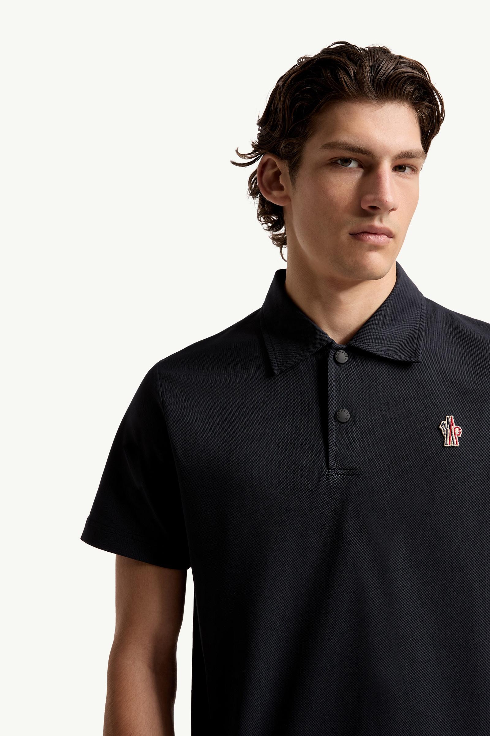 Navy Blue Logo Patch Polo Shirt - Polos & T-shirts for Men