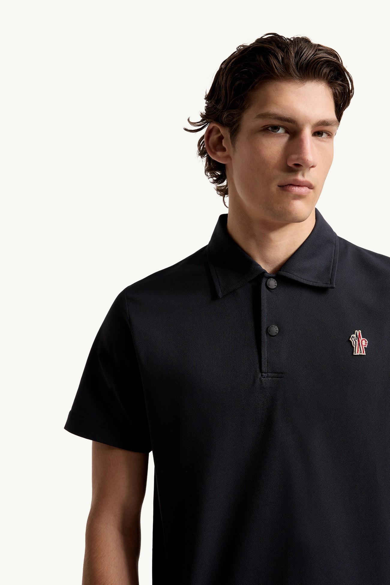 Logo Patch Polo Shirt Men Navy Blue Moncler 5