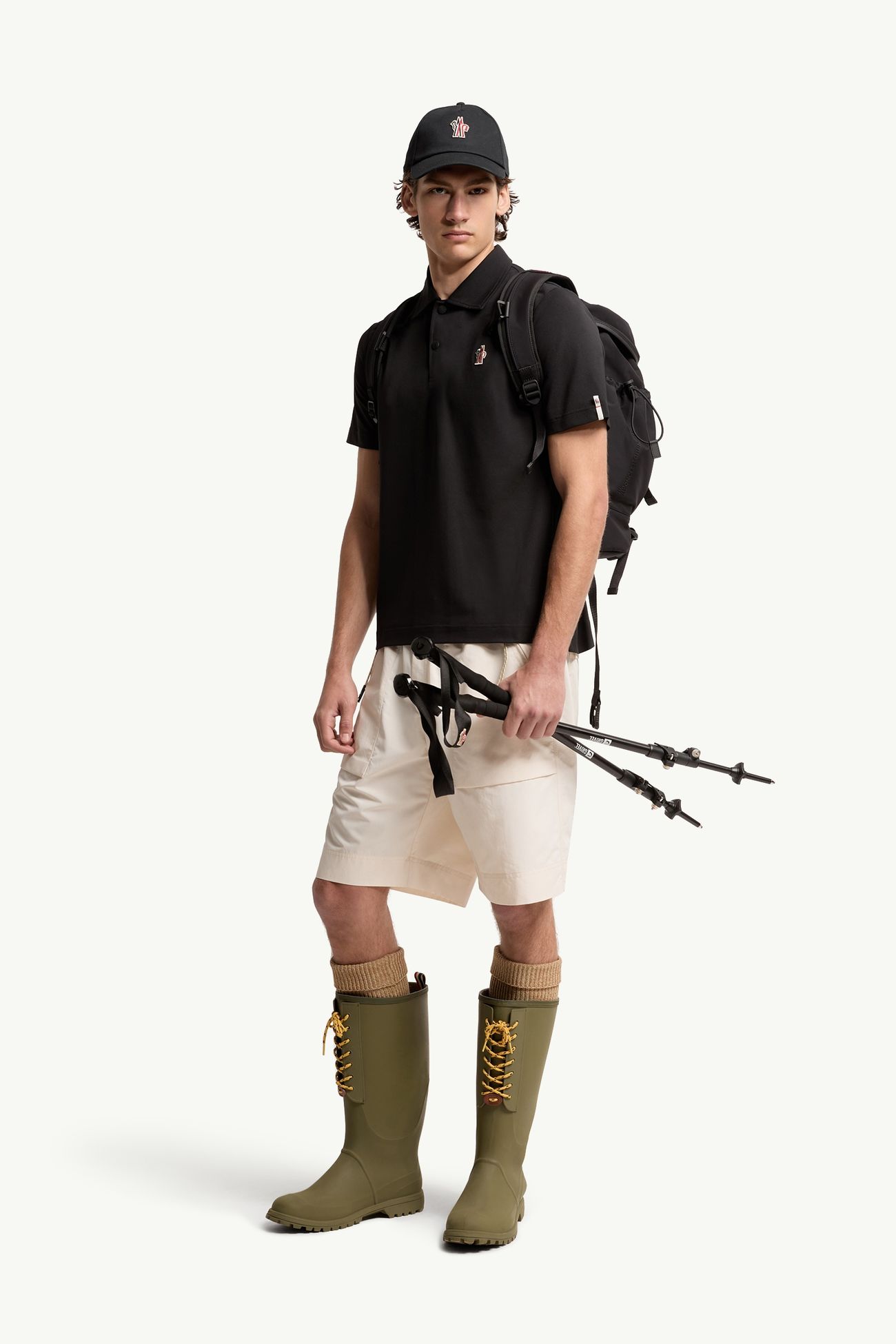 Polo à empiècement logo Hommes Noir Moncler 0