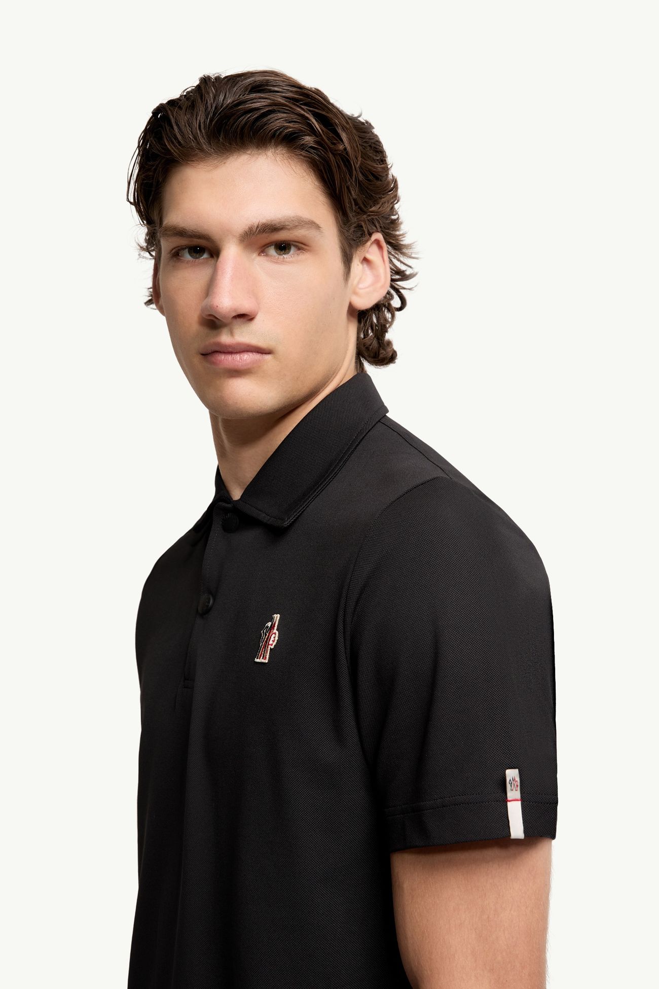 Logo Patch Polo Shirt Men Black Moncler 1