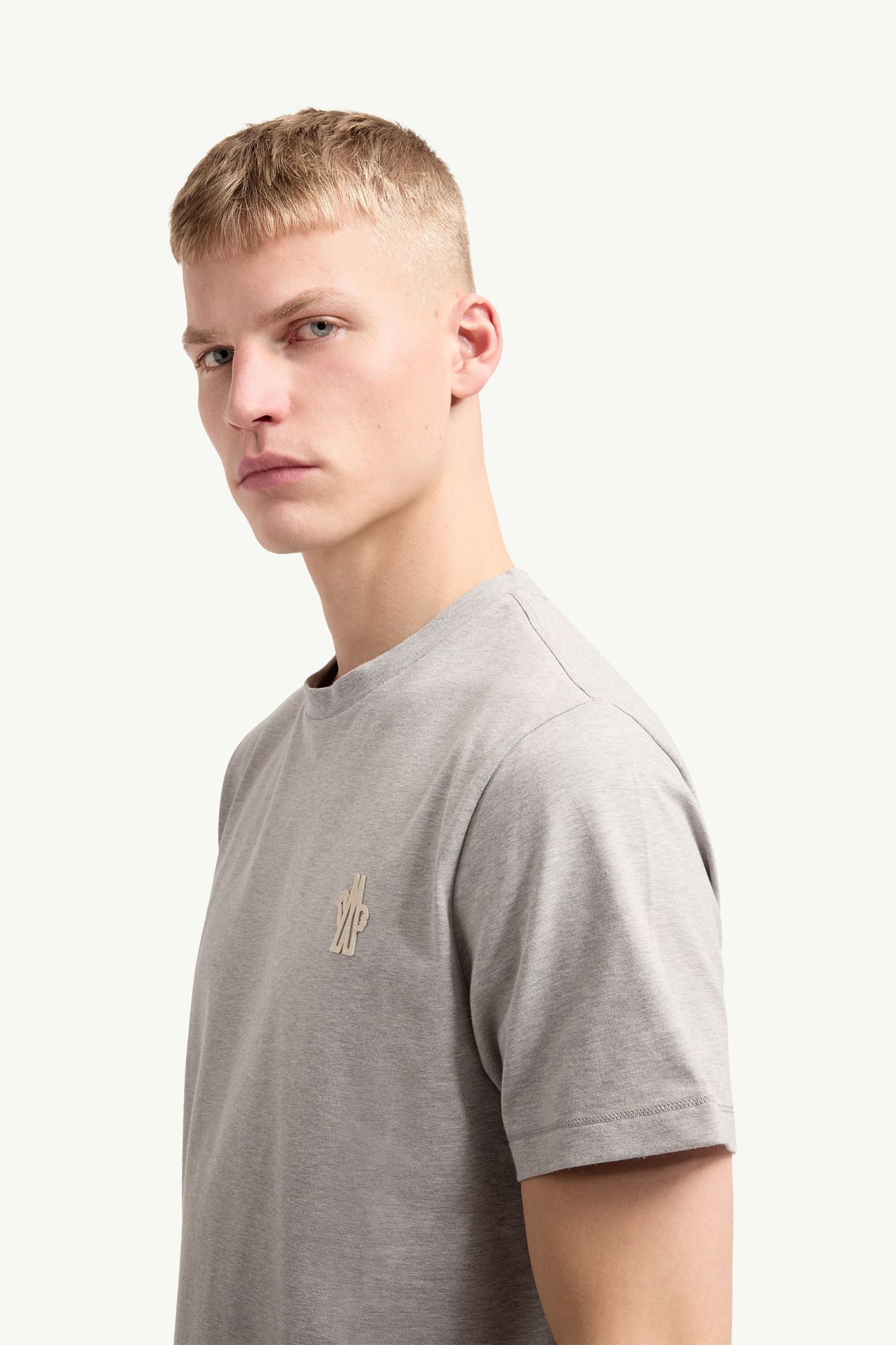 Camiseta de mezcla de algodón con parche con logotipo (pack de tres) Hombre Blanco & Negro & Gris Moncler 1