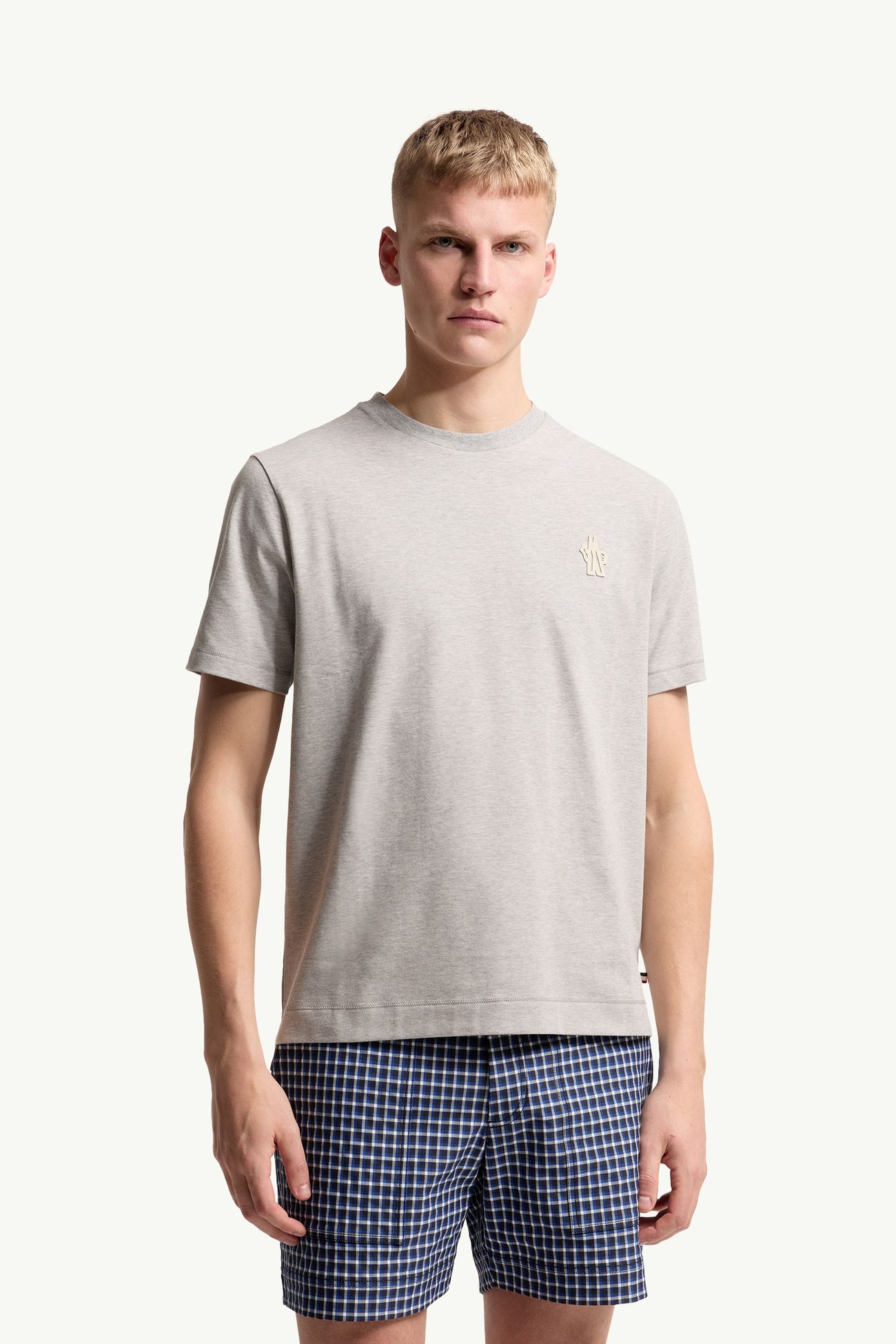 T-shirt en coton mélangé avec patch logo (lot de trois) Hommes Blanc & Noir & Gris Moncler 3