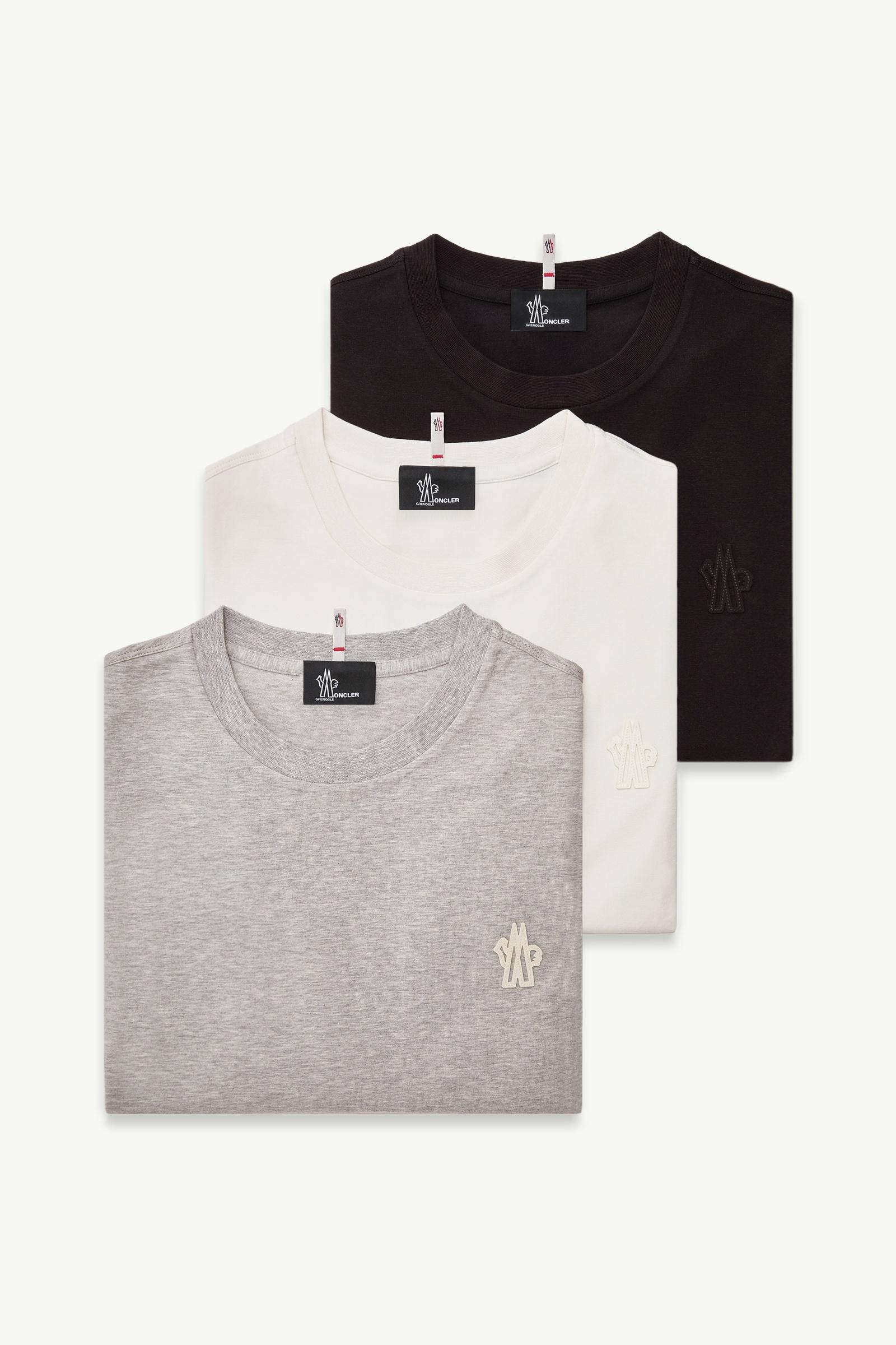 Logo Patch Cotton Blend T-Shirt (Three Pack) Men White & Black & Gray Moncler, 1 of 0