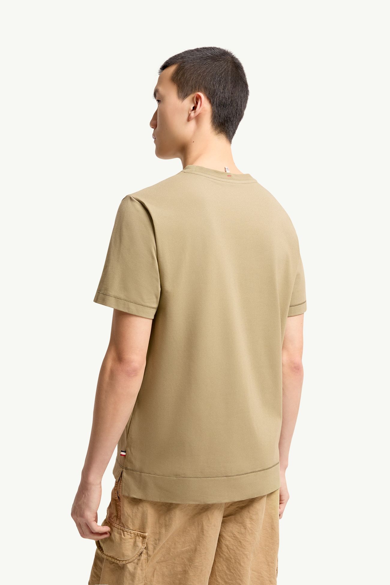 Camiseta de mezcla de algodón con parche con logotipo (pack de tres) Hombre NEGRO, BLANCO Y VERDE OLIVA Moncler 4