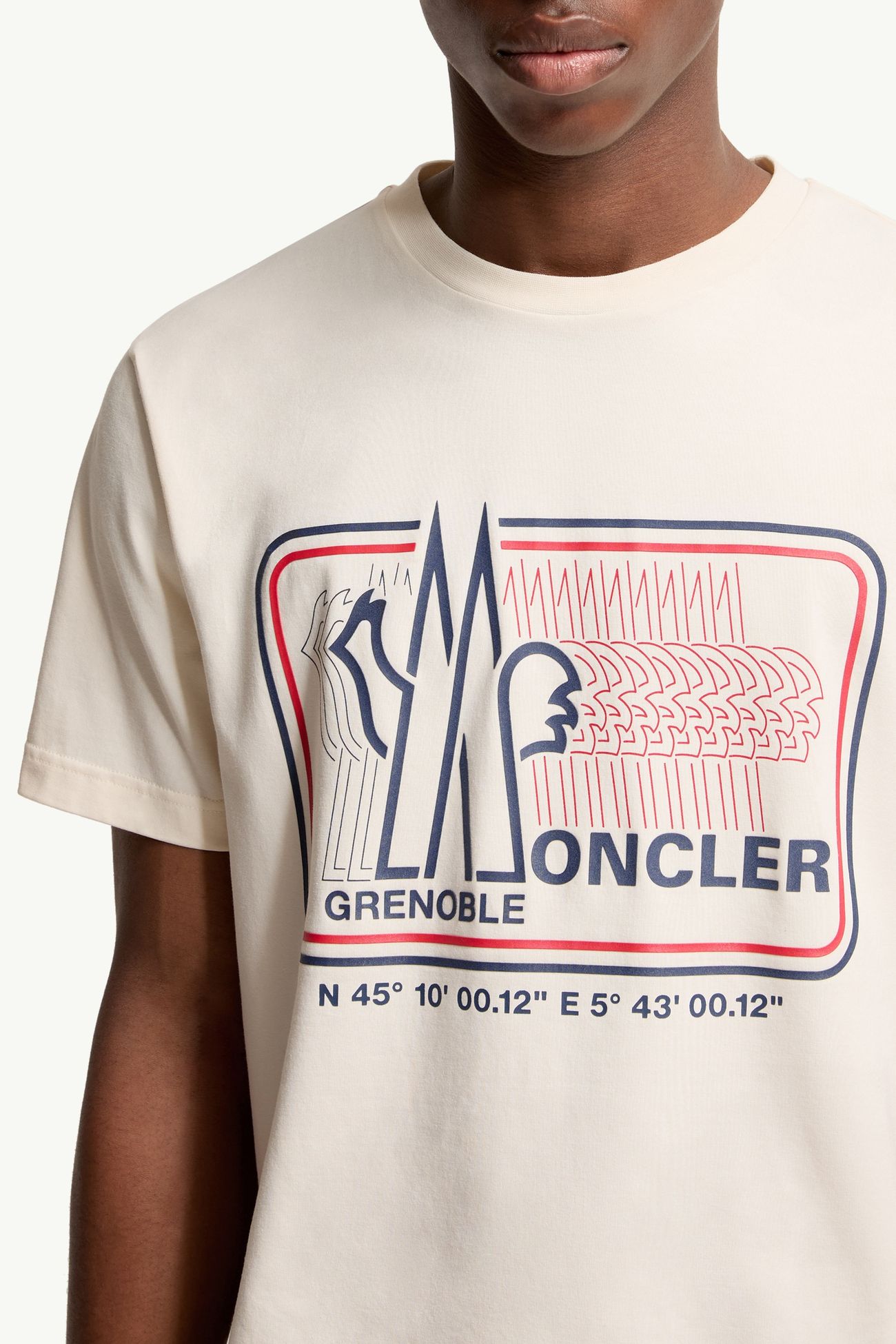 T-shirt en coton mélangé à logo Hommes Blanc Ivoire Moncler 5