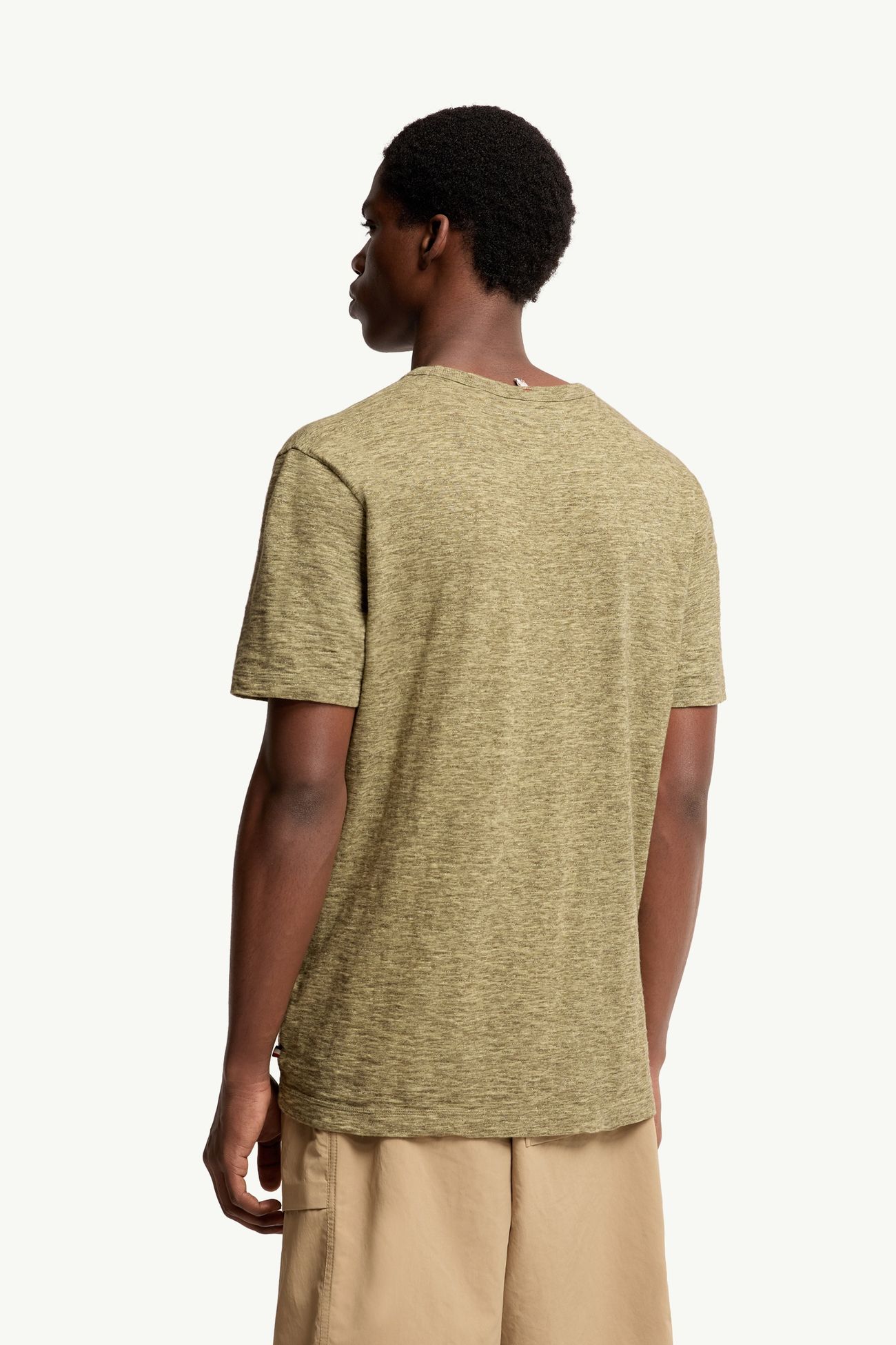 T-shirt en coton à empiècement logo Hommes Vert Olive Moncler 4