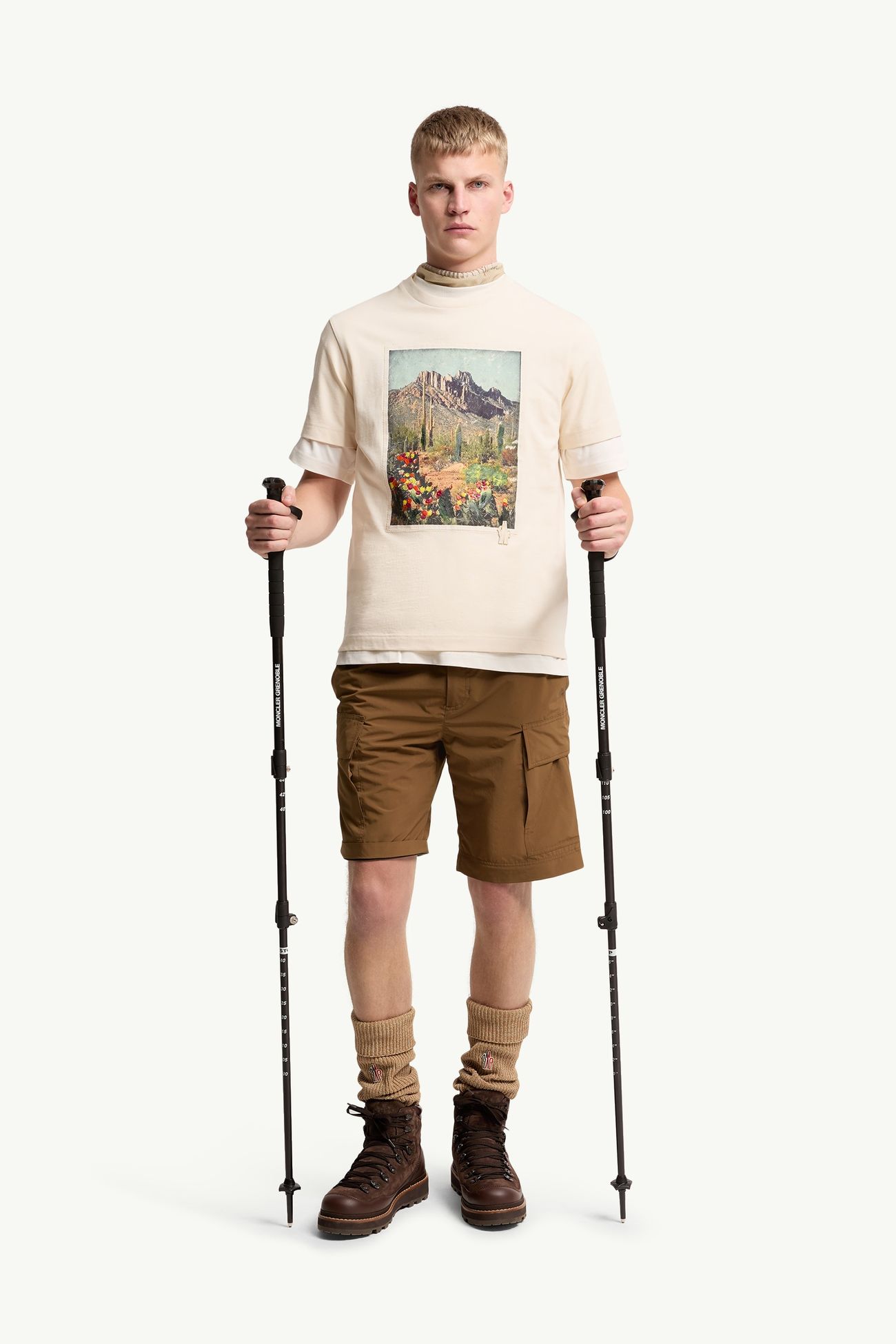 T-shirt en coton à imprimé paysage Hommes Blanc Moncler 0