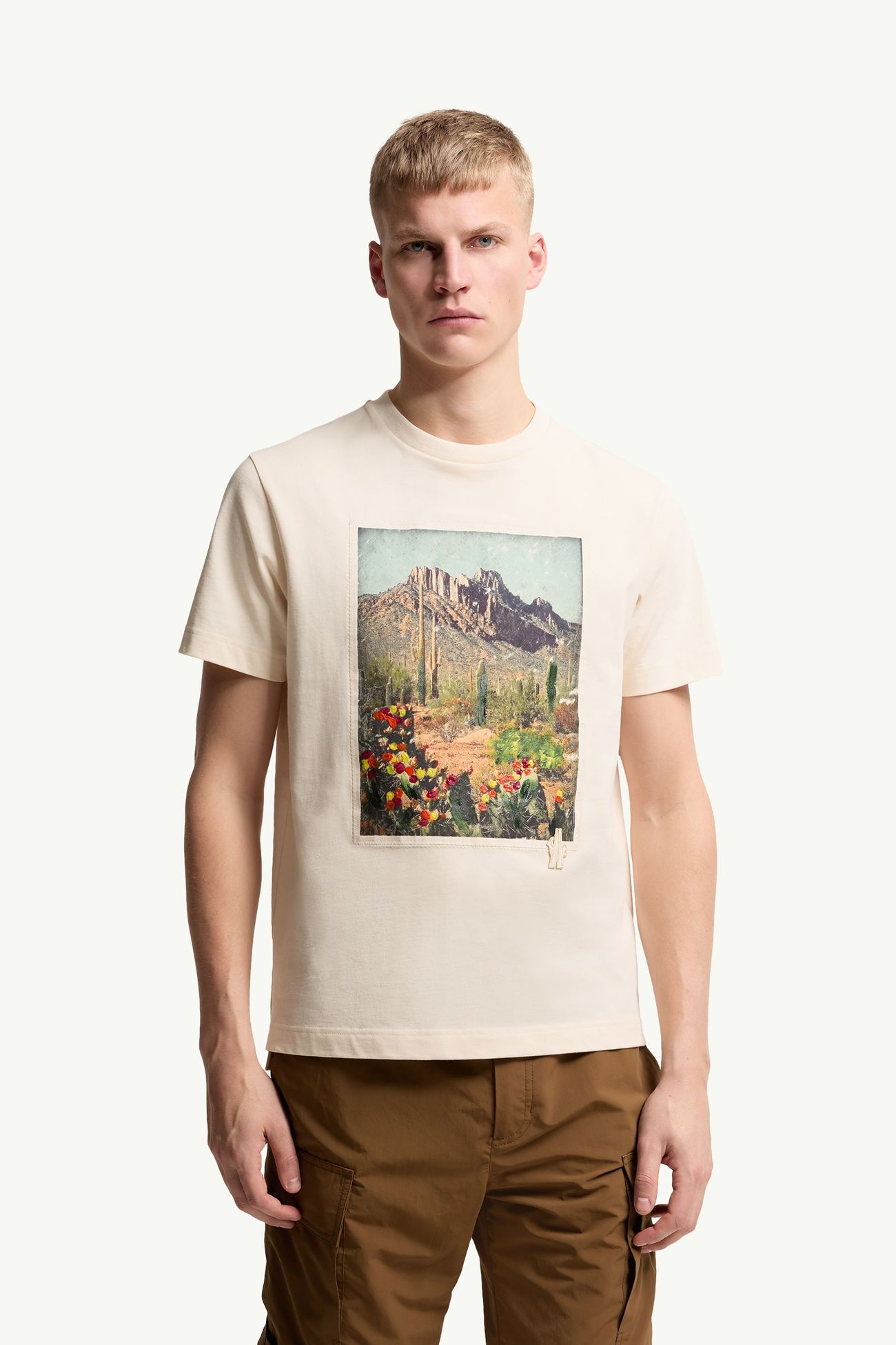 Landscape Print Cotton T-Shirt Men White Moncler 3