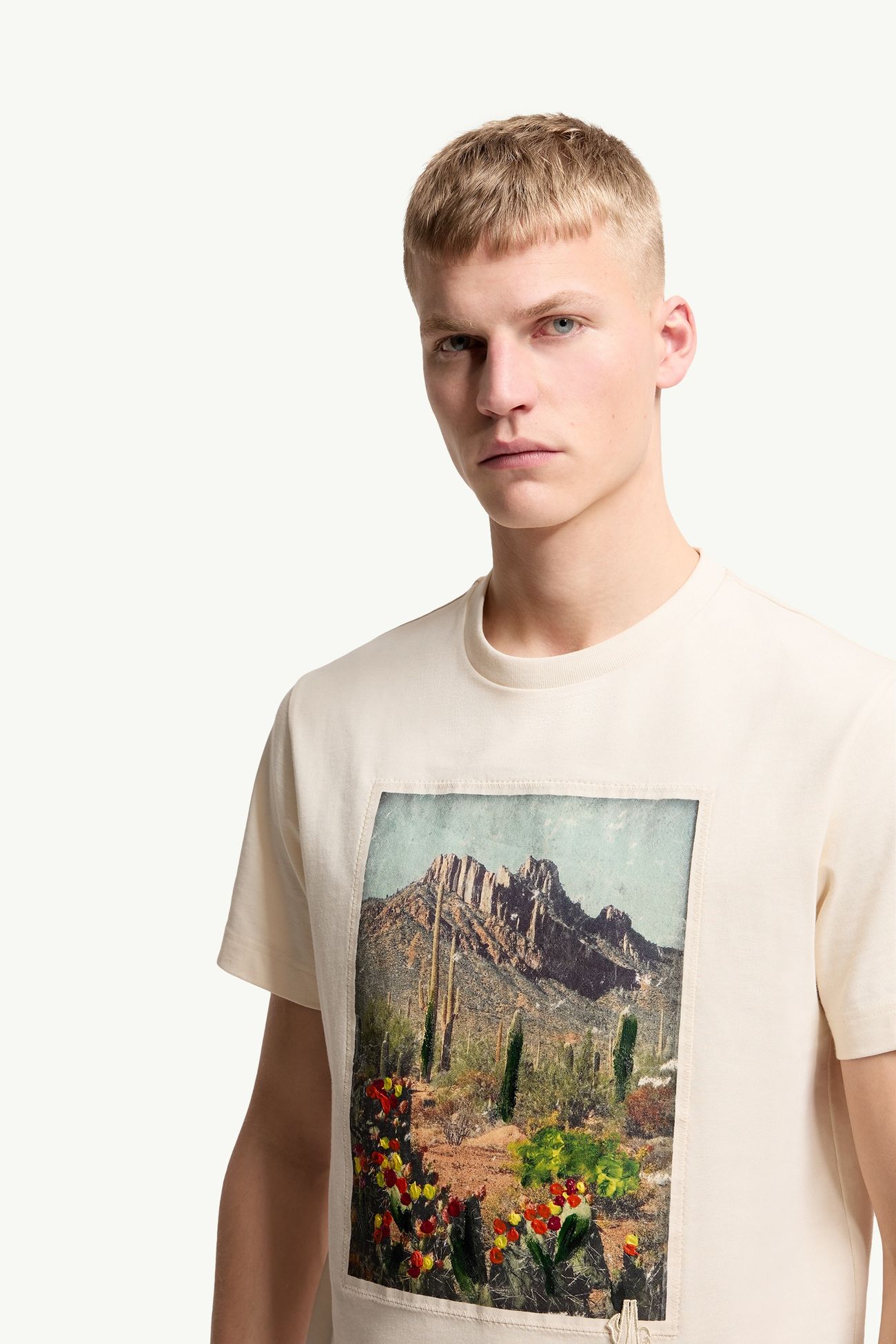 T-shirt en coton à imprimé paysage Hommes Blanc Moncler 5