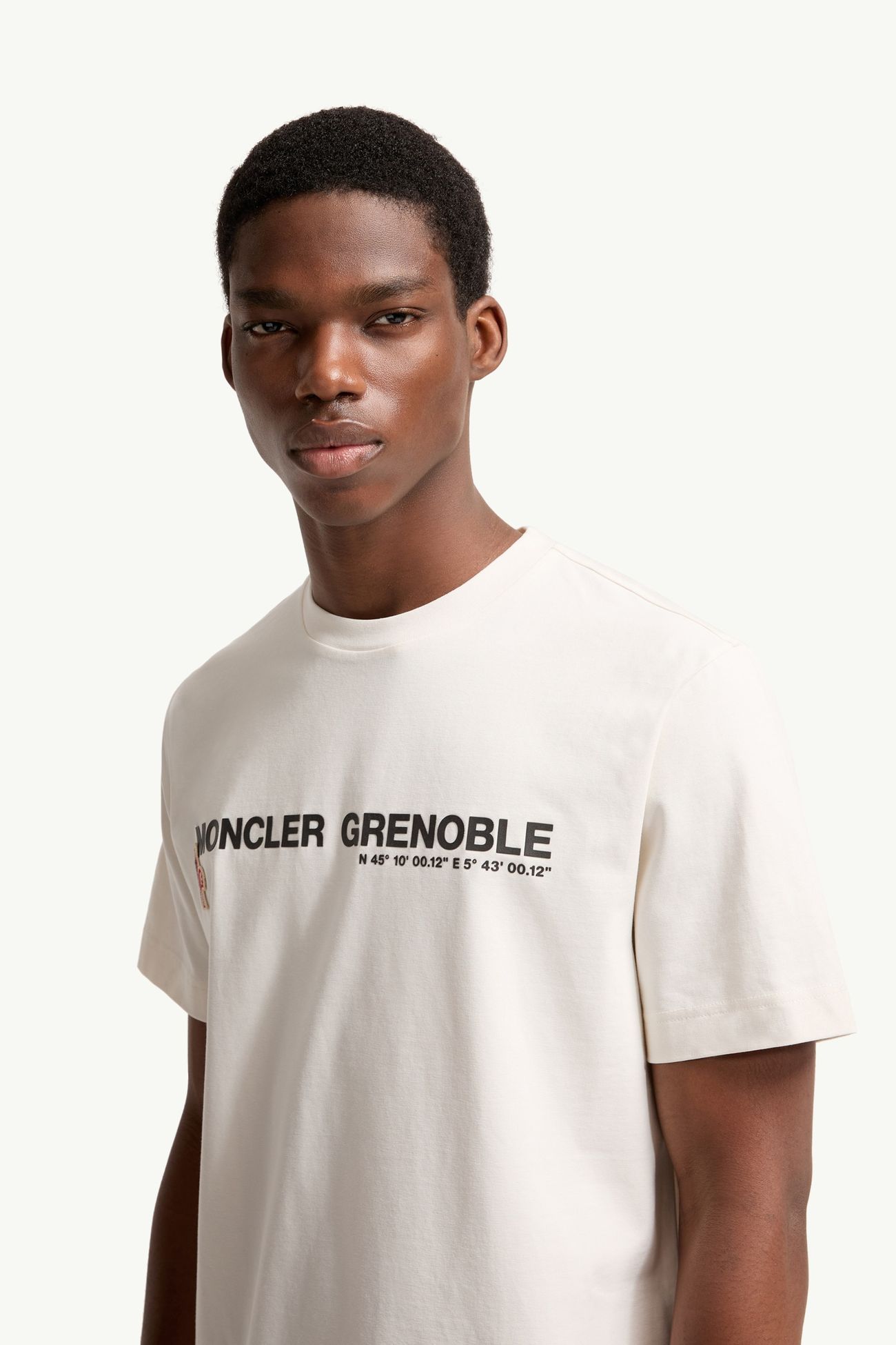 Camiseta de mezcla de algodón con logotipo Hombre Blanco Moncler 1