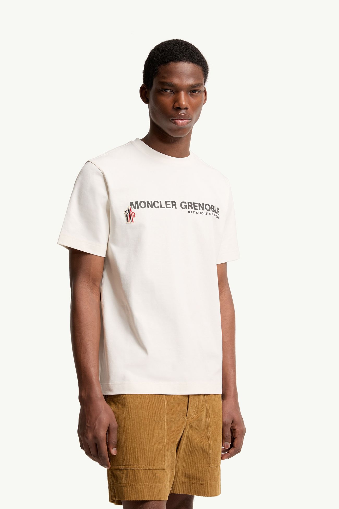 T-shirt en coton mélangé à logo Hommes Blanc Moncler 3