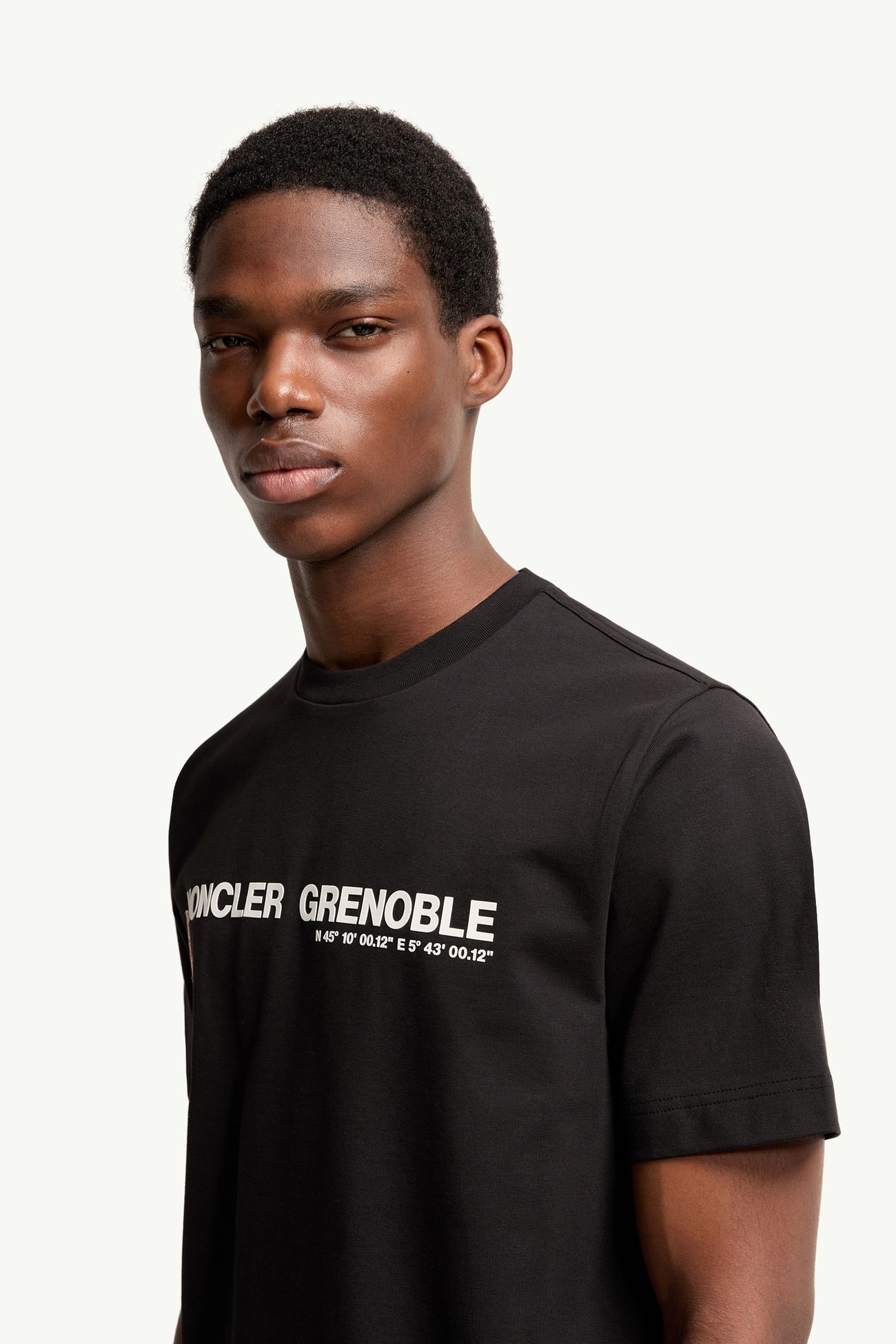 T-shirt en coton mélangé à logo Hommes Noir Moncler 1