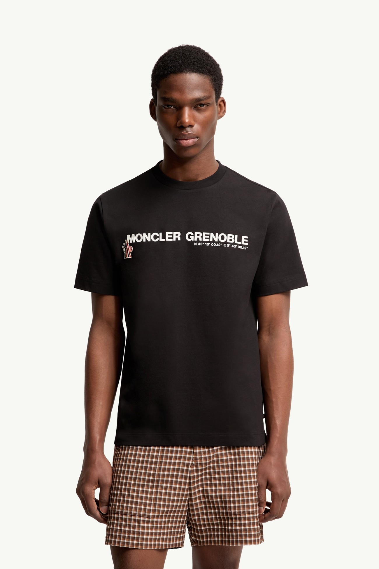 T-shirt en coton mélangé à logo Hommes Noir Moncler 3
