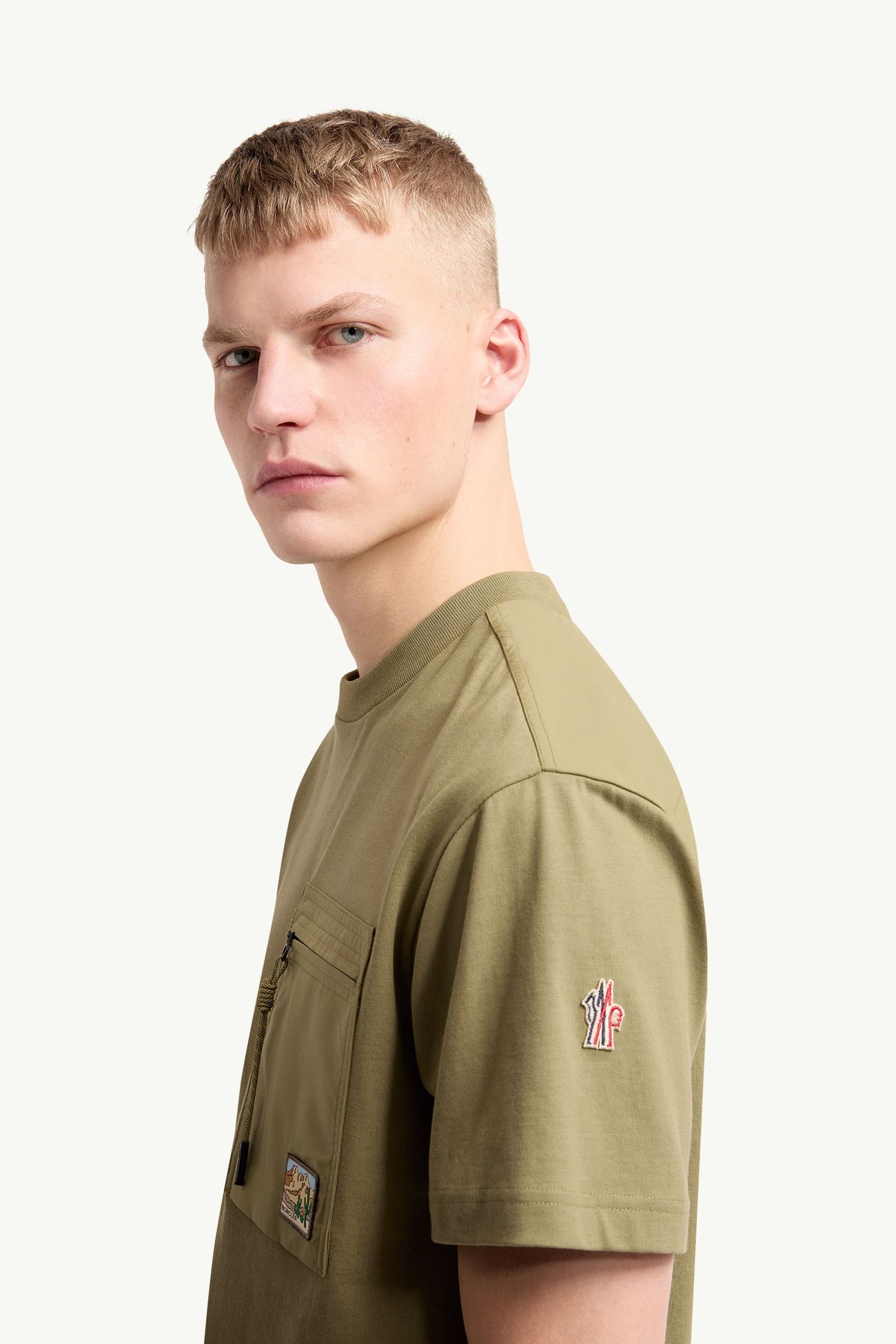 工裝口袋棉質T恤 男士 橄欖綠色 Moncler 1