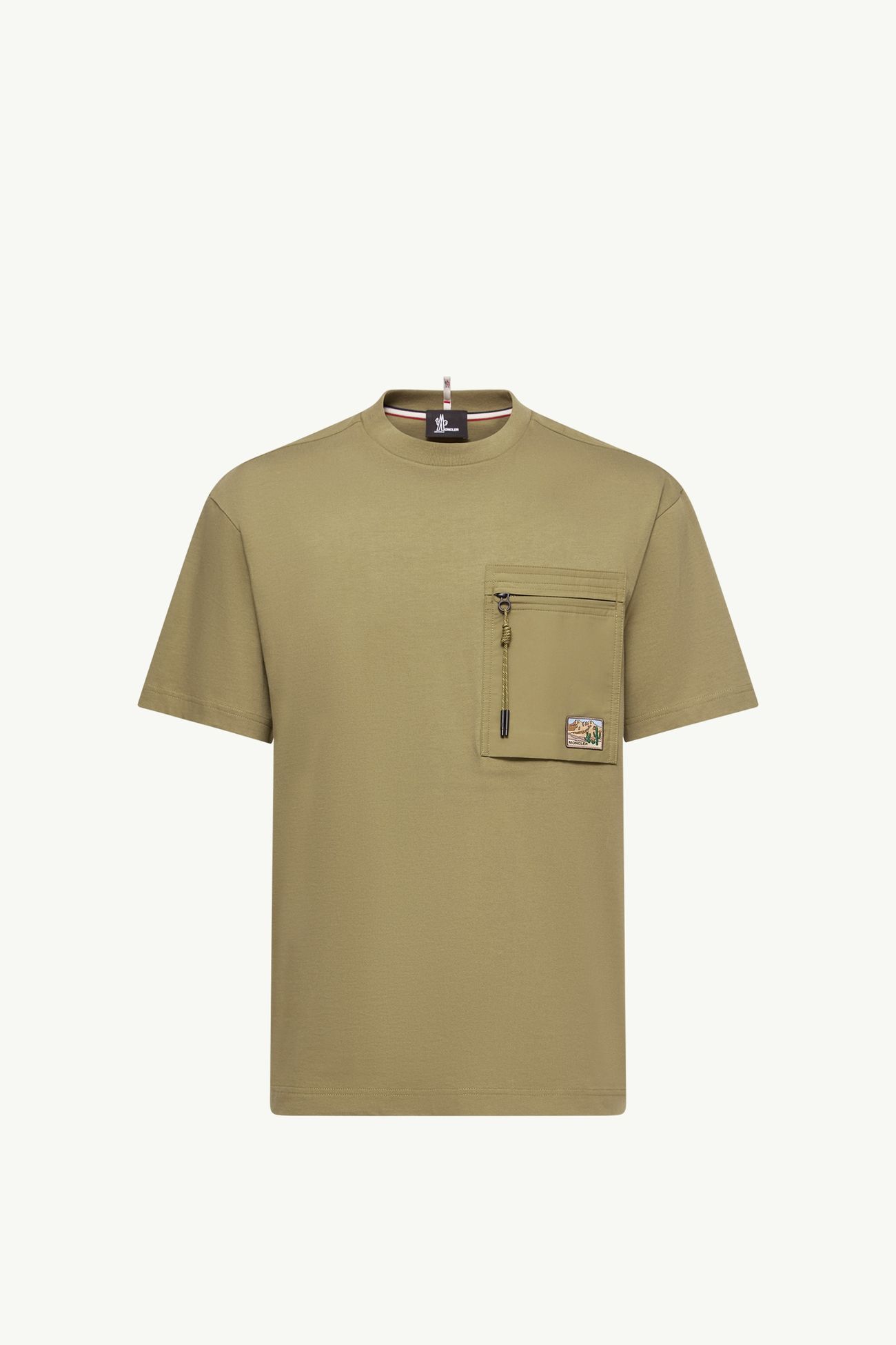 Utility Pocket Cotton T-Shirt Men Olive Green Moncler 2