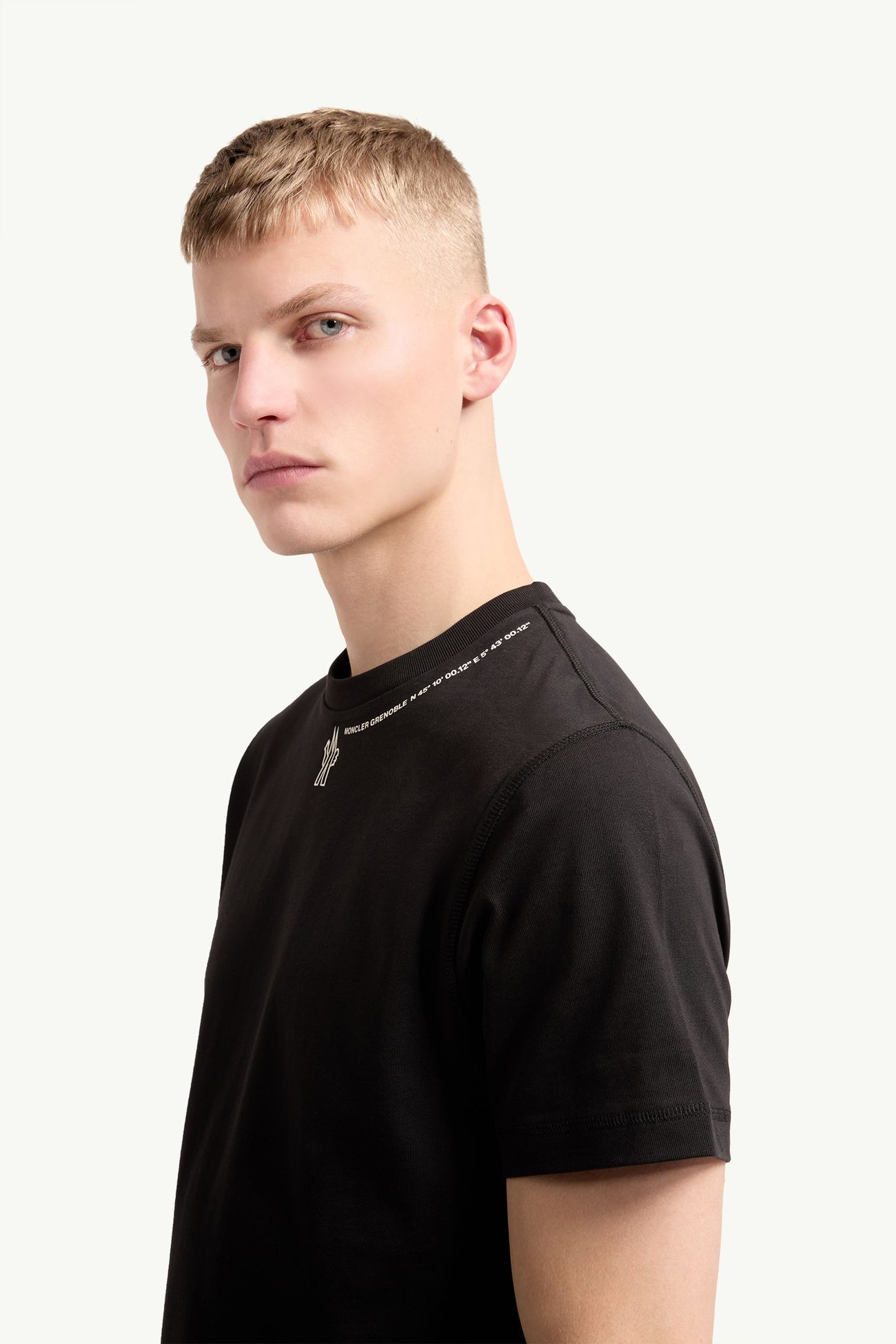 Camiseta de algodón con logotipo Hombre Negro Moncler 1