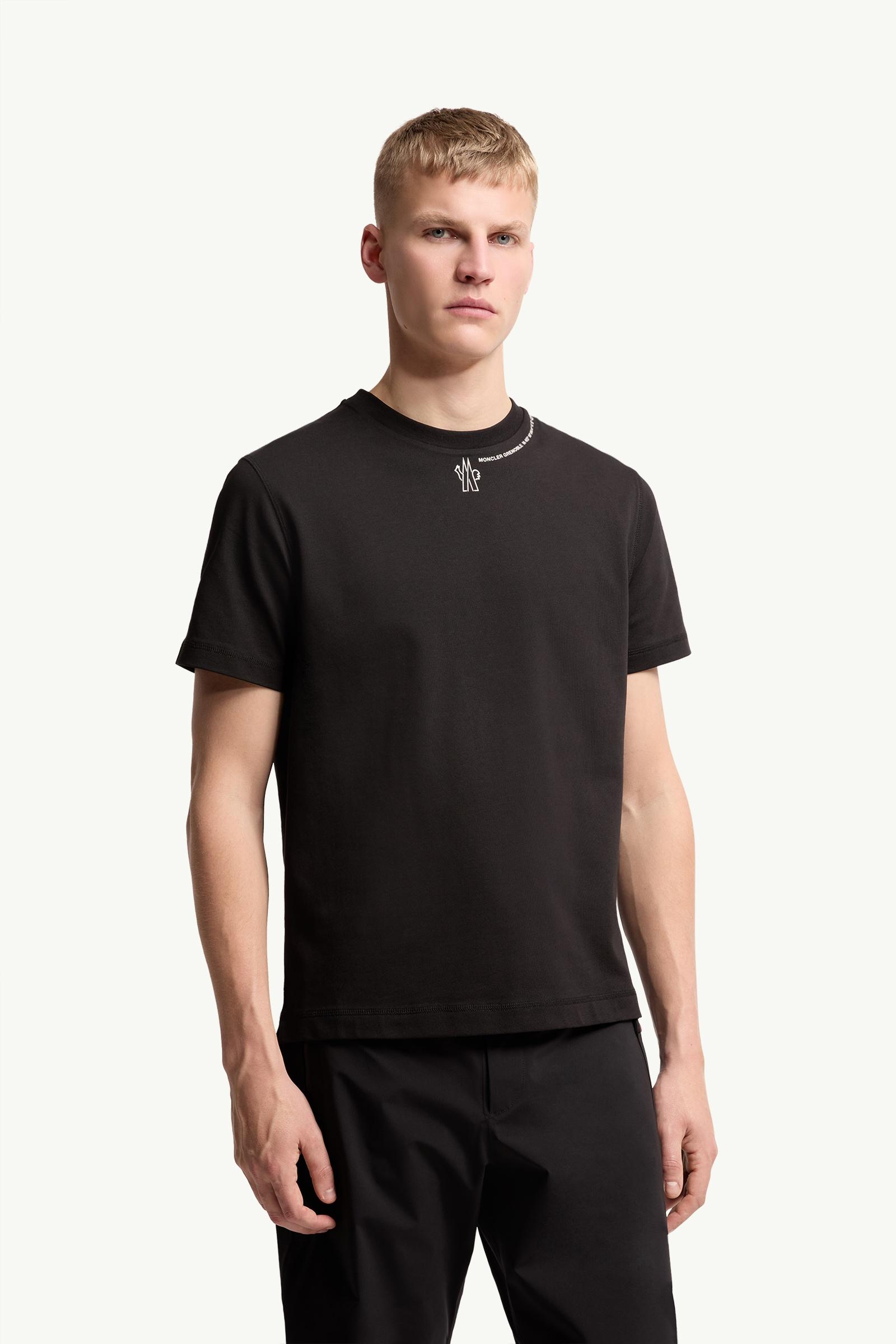 Black Logo Cotton T-Shirt - Polos & T-shirts for Men | Moncler US