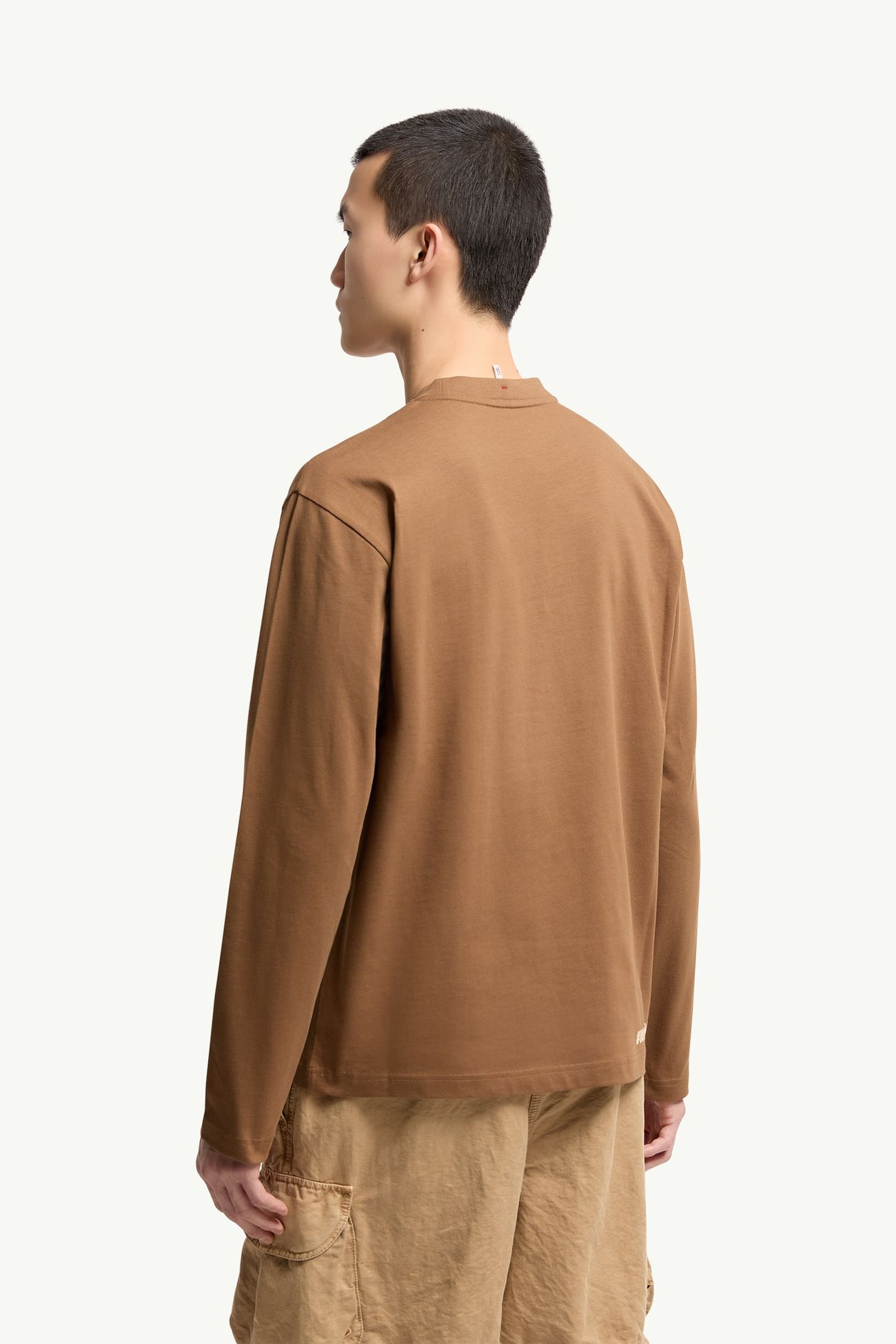 T-shirt à manches longues et logo en coton Hommes Marron Moncler 4