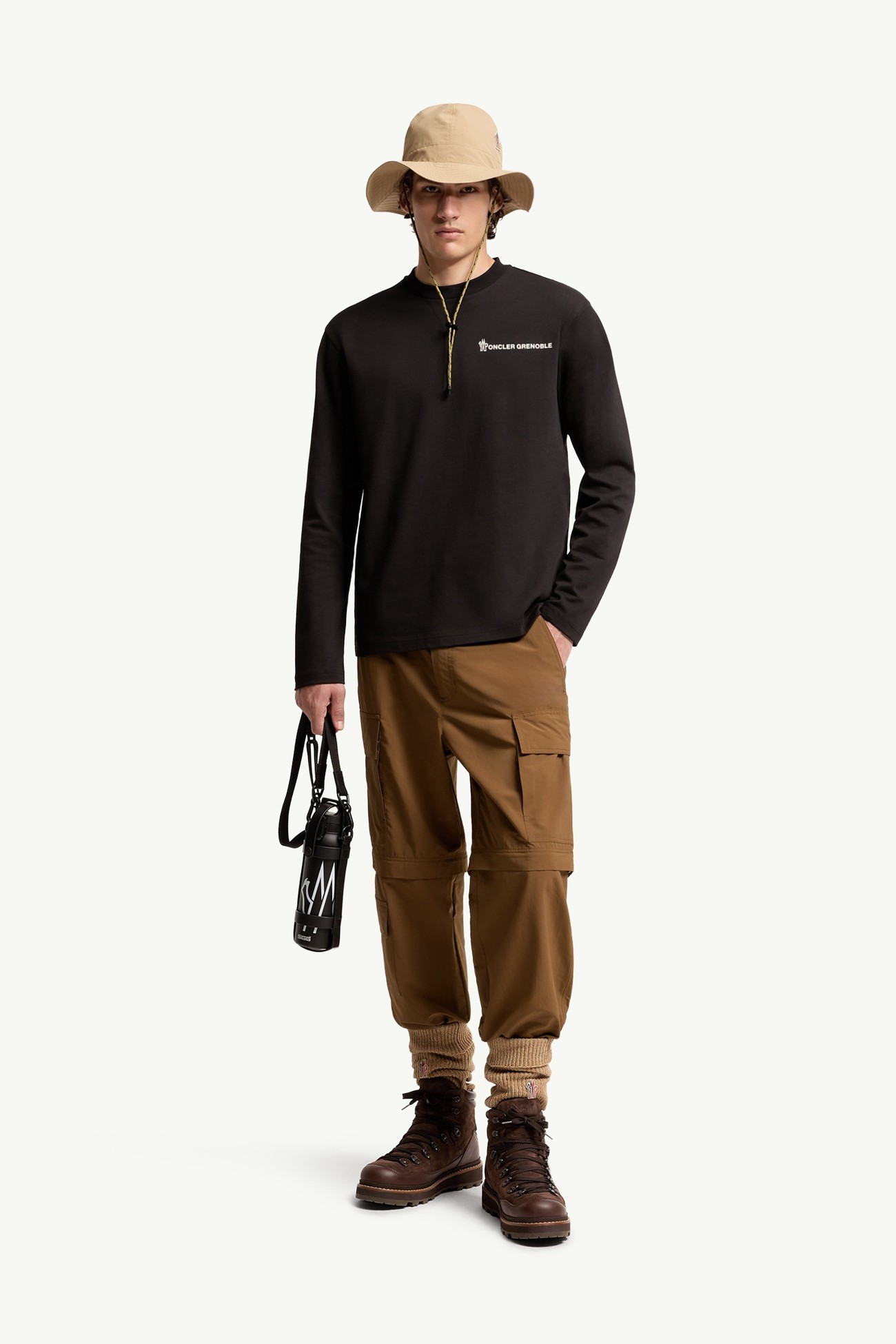 Logo Long Sleeve Cotton T-Shirt Men Black Moncler 0