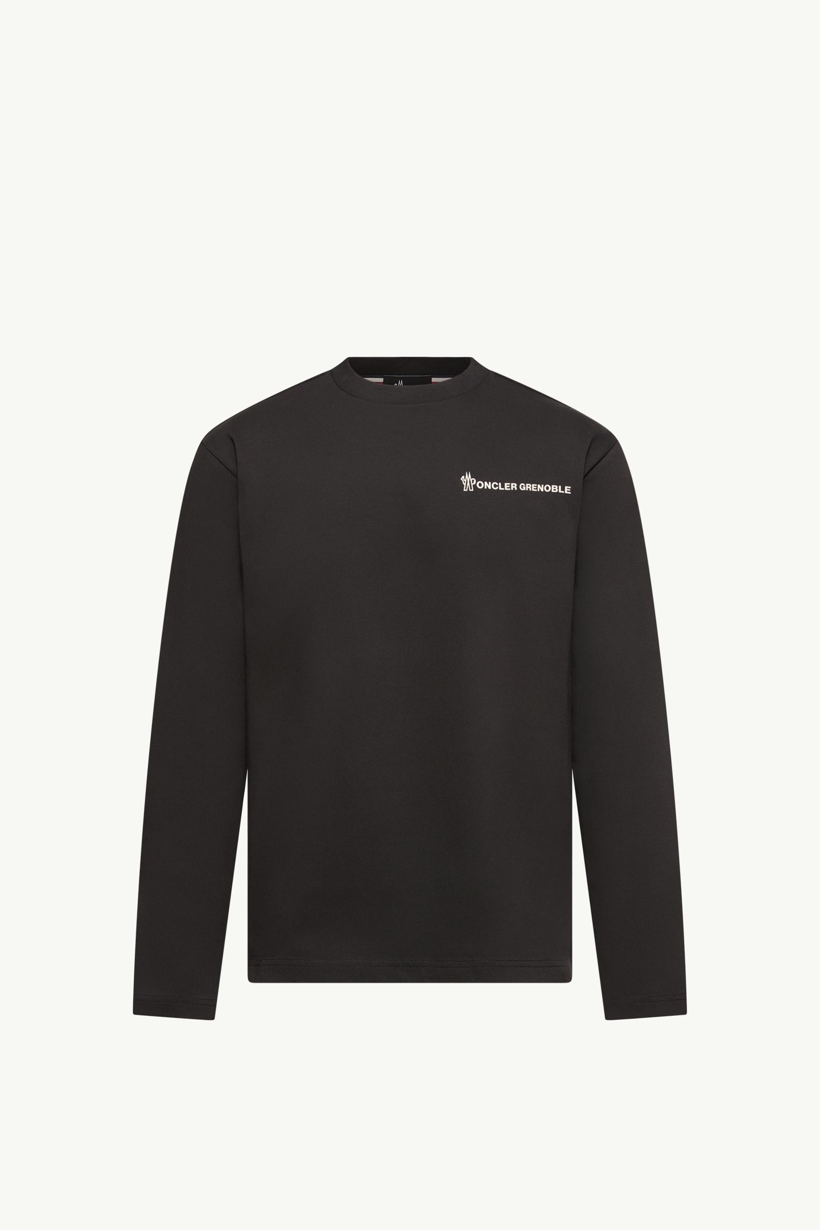 Black Logo Long Sleeve Cotton T-Shirt - Polos & T-shirts for Men