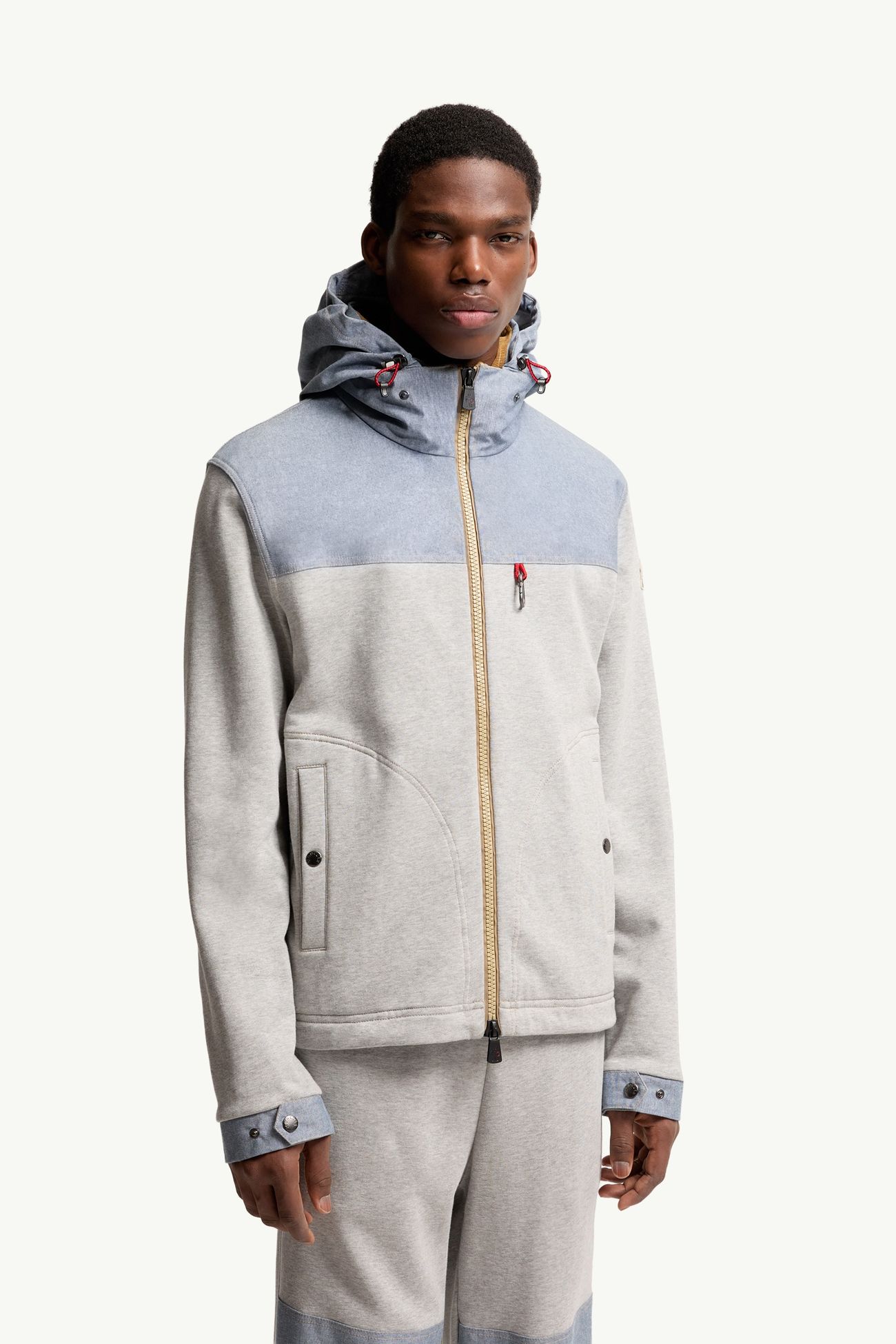Sudadera con cremallera de algodón y cambray Hombre Gris Moncler 3