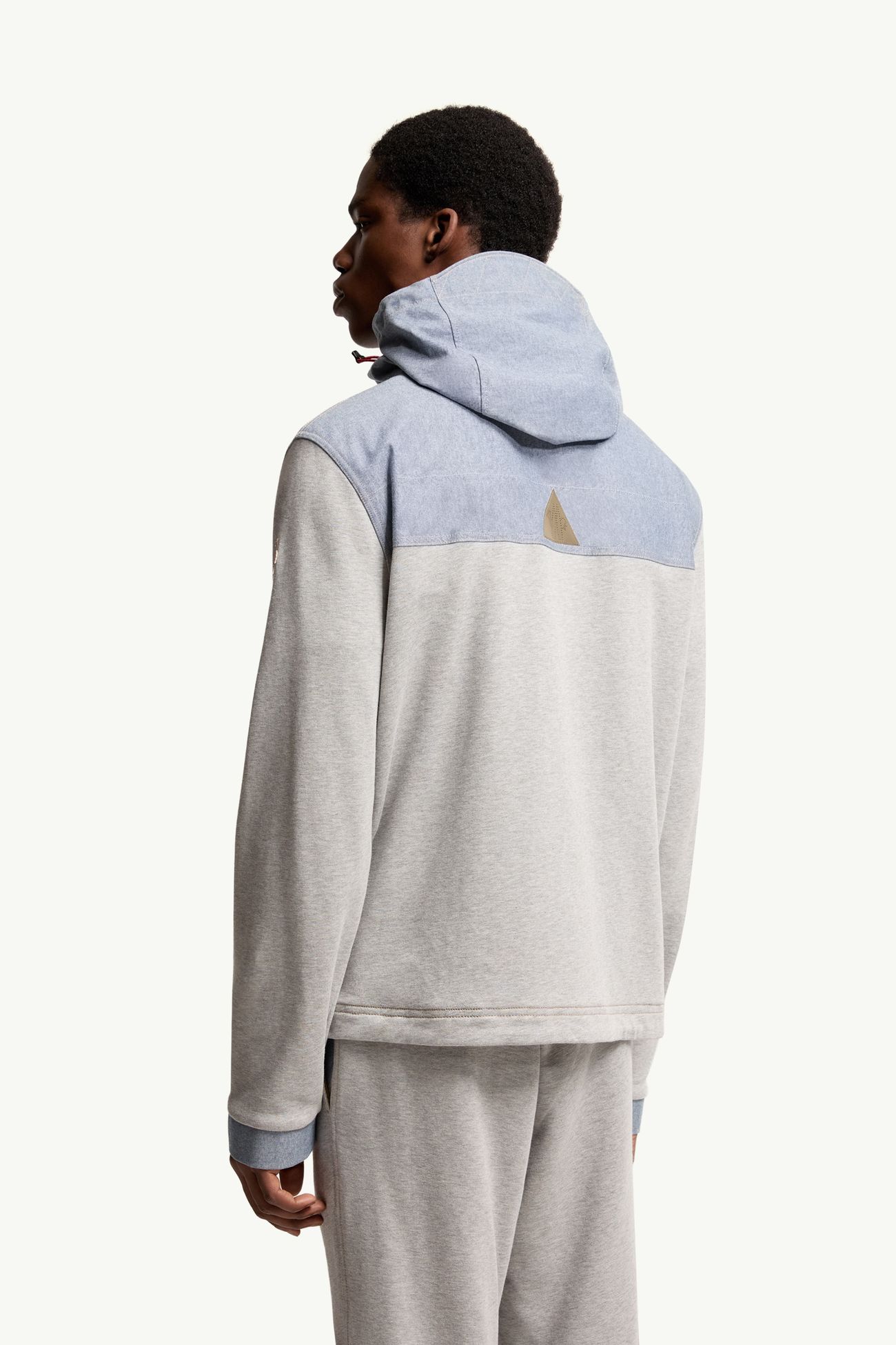 Sweat zippé en coton et chambray Hommes Gris Moncler 4