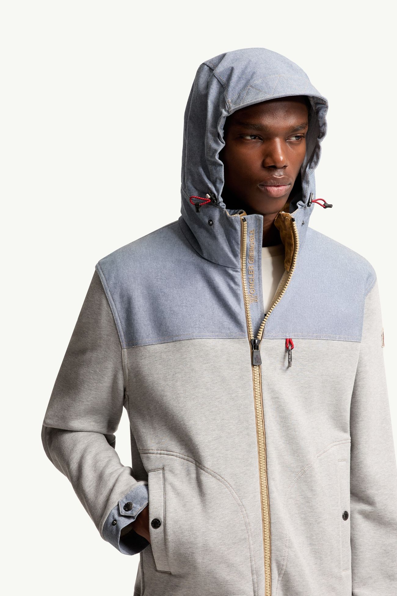 Sweatshirt aus Baumwolle und Chambray mit Reißverschluss Herren Grau Moncler 5
