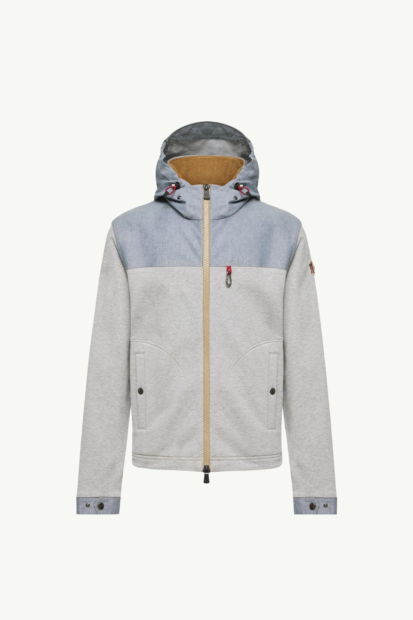Cotton & Chambray Zip-Up Sweatshirt Men Gray Moncler, 1 of 0