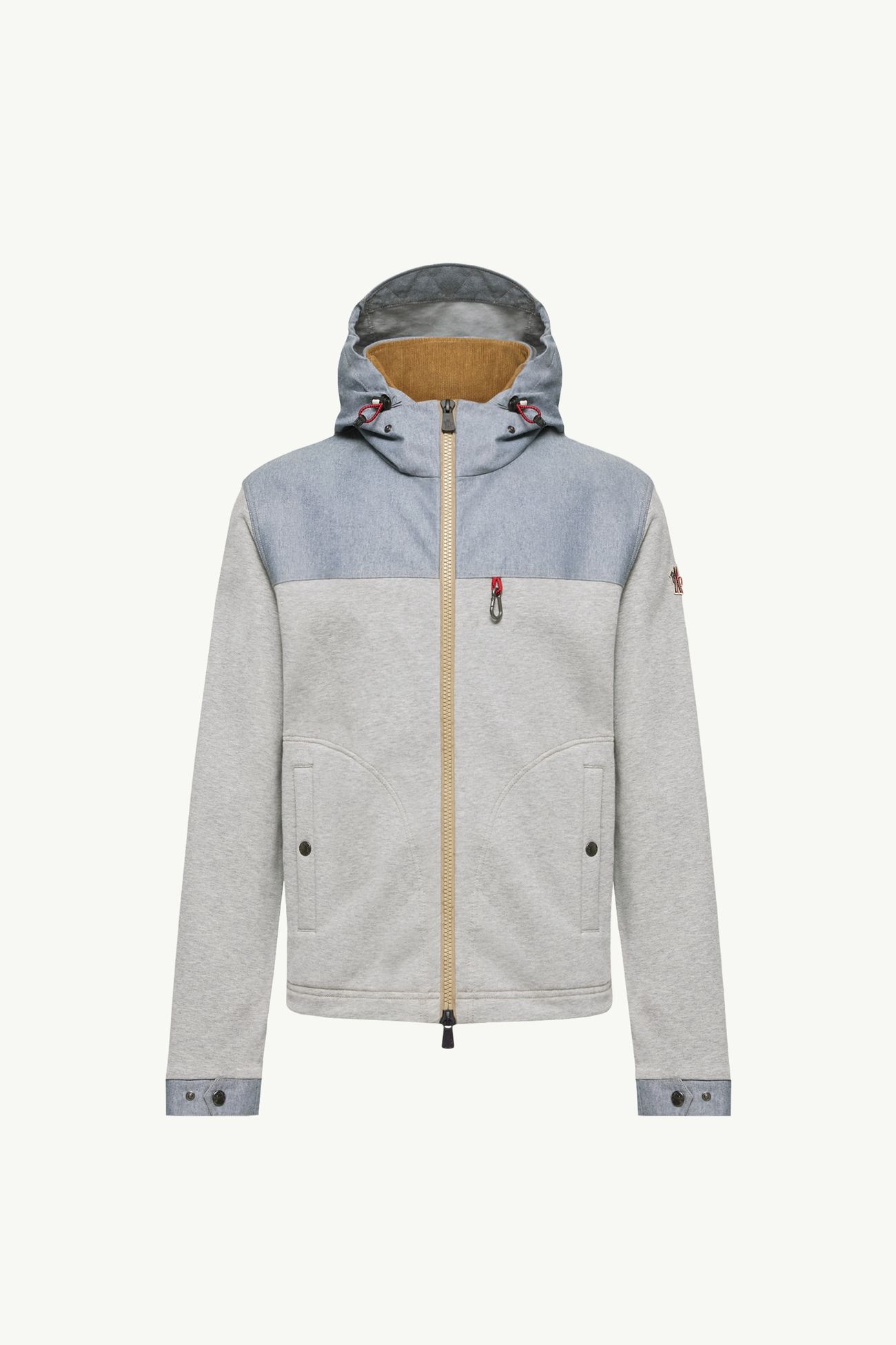 Cotton & Chambray Zip-Up Sweatshirt Men Grey Moncler 2