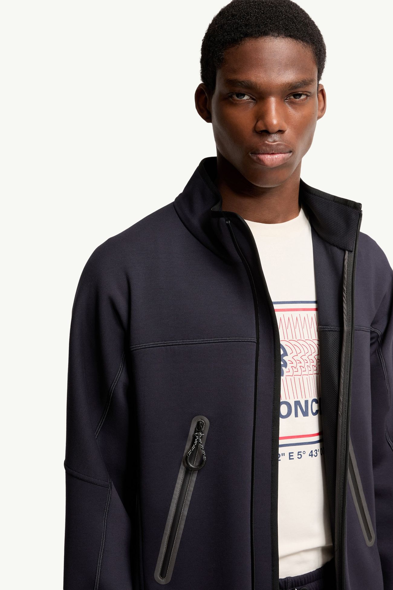 Felpa logata con zip Uomo Blu Scuro Moncler 5