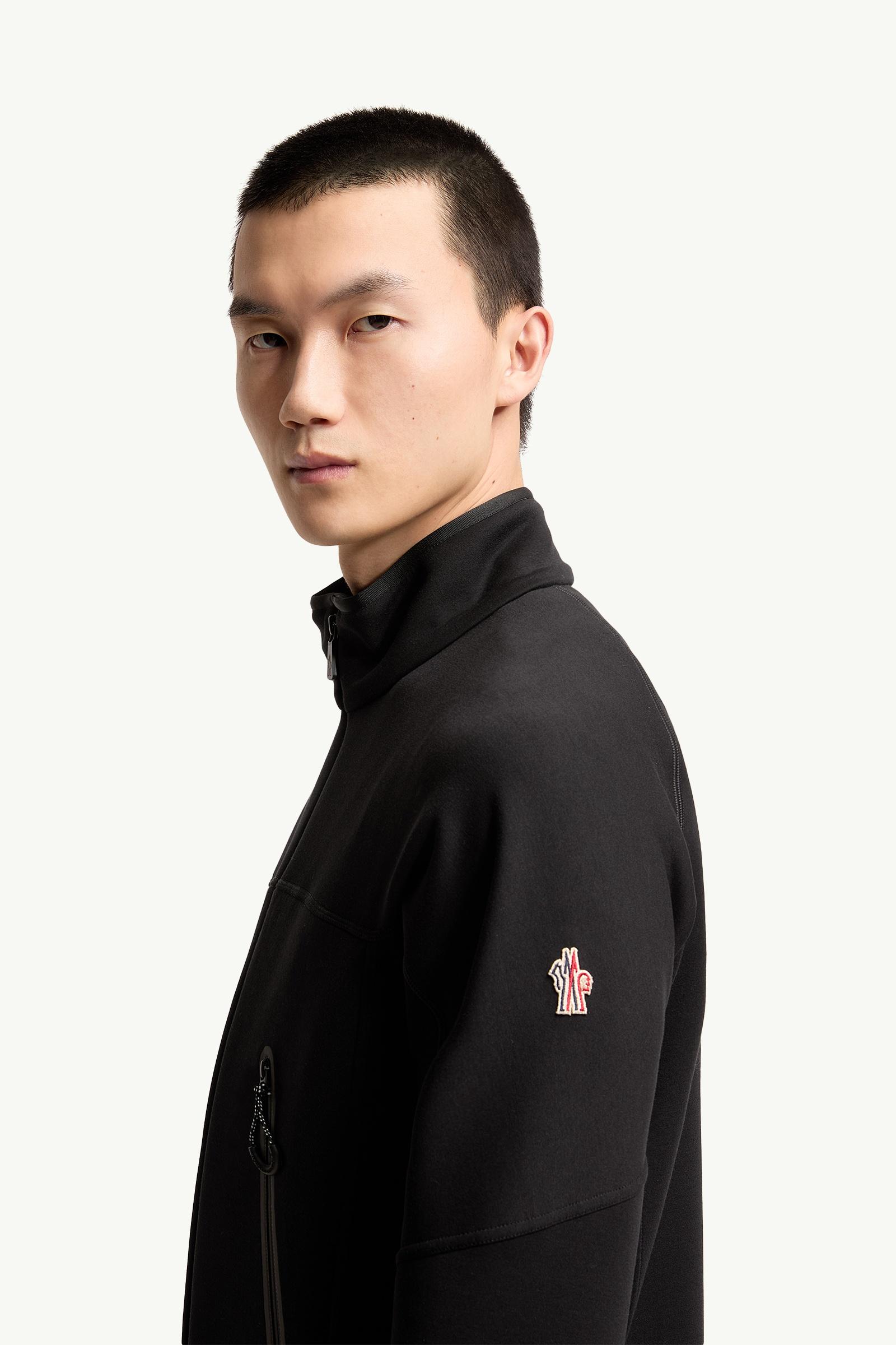 Black Logo Zip-Up Sweatshirt - Mid-Layers for Men | Moncler US