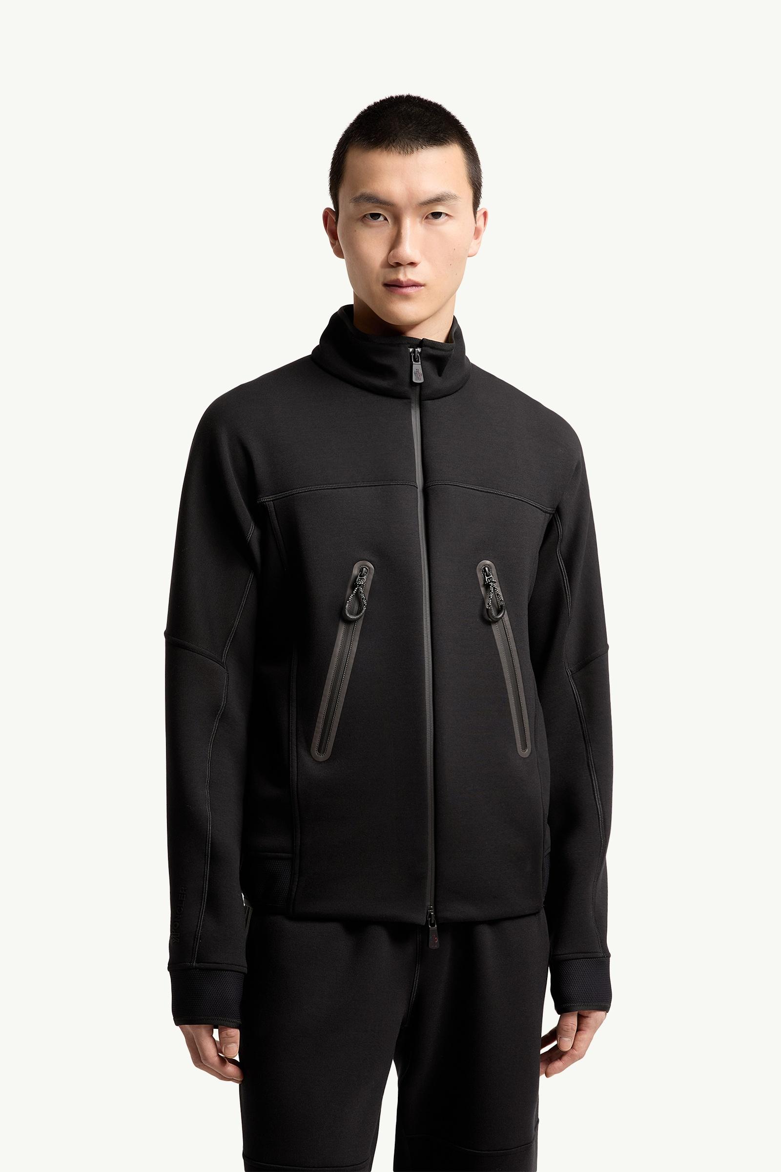 Black Logo Zip-Up Sweatshirt - Mid-Layers for Men | Moncler US