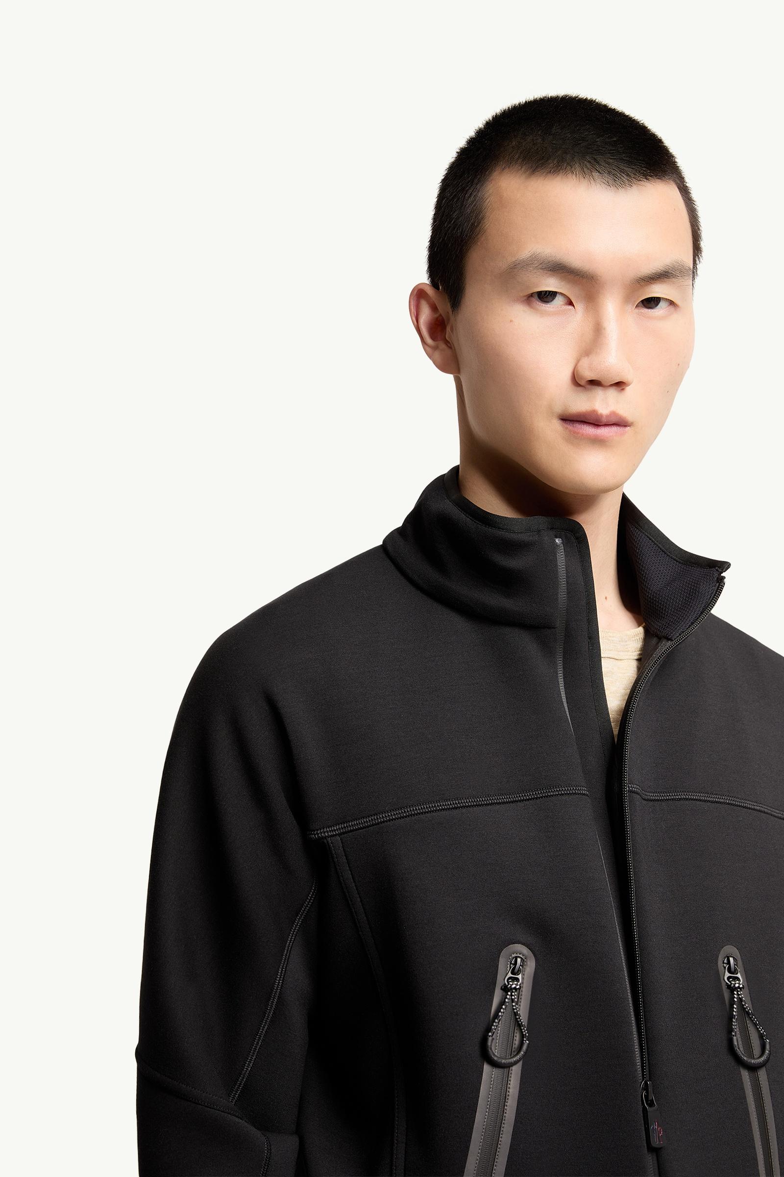 Black Logo Zip-Up Sweatshirt - Mid-Layers for Men | Moncler US