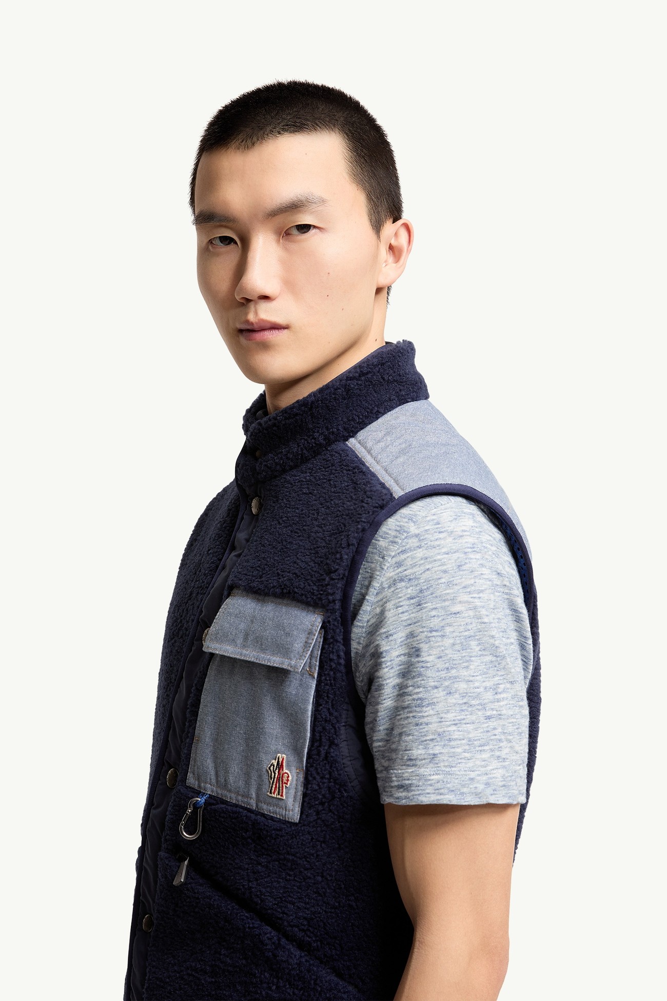 Teddy & Chambray Gilet Men Navy Blue Moncler 1