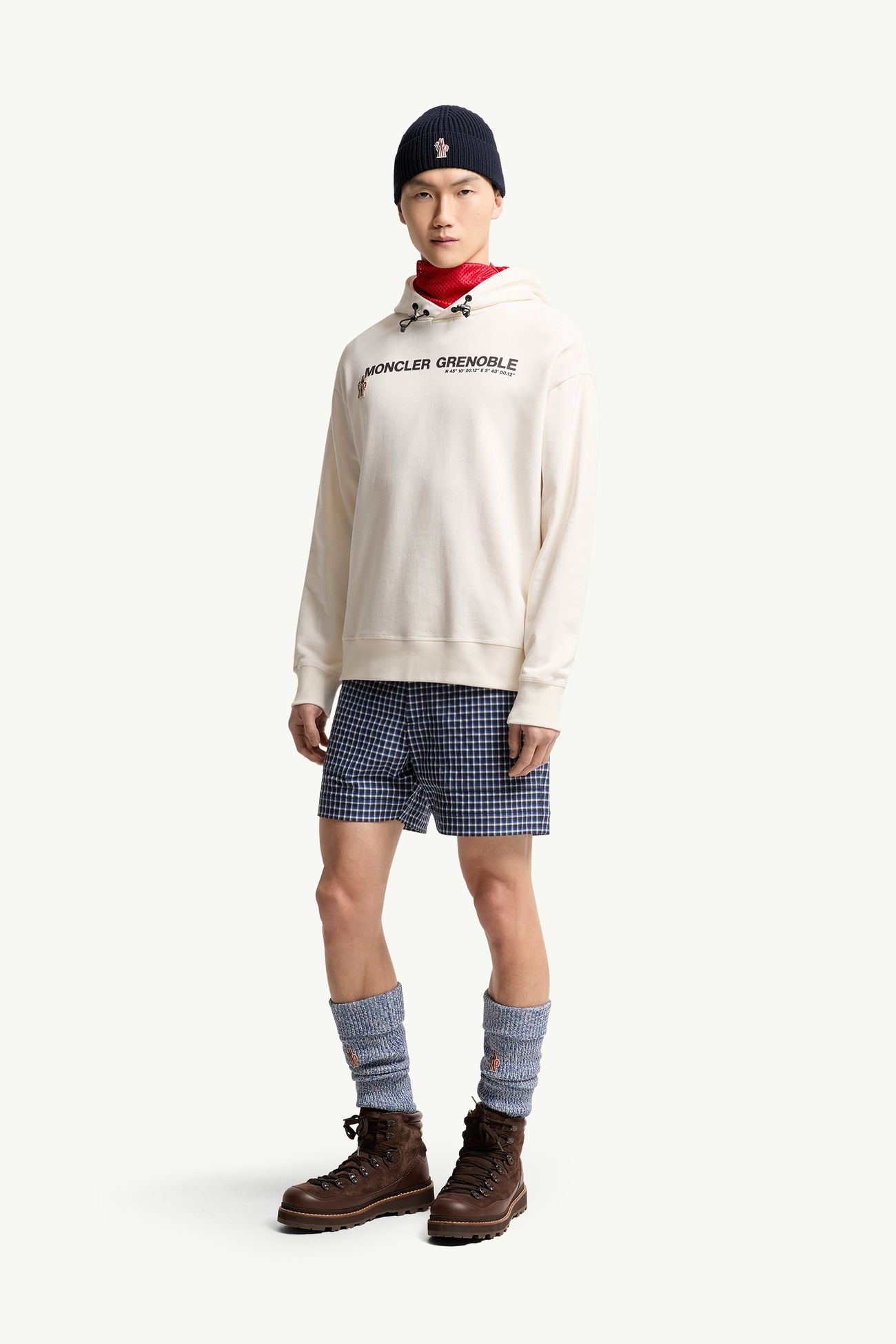 Sudadera con capucha de algodón con logotipo Hombre Gris Hielo Moncler 0