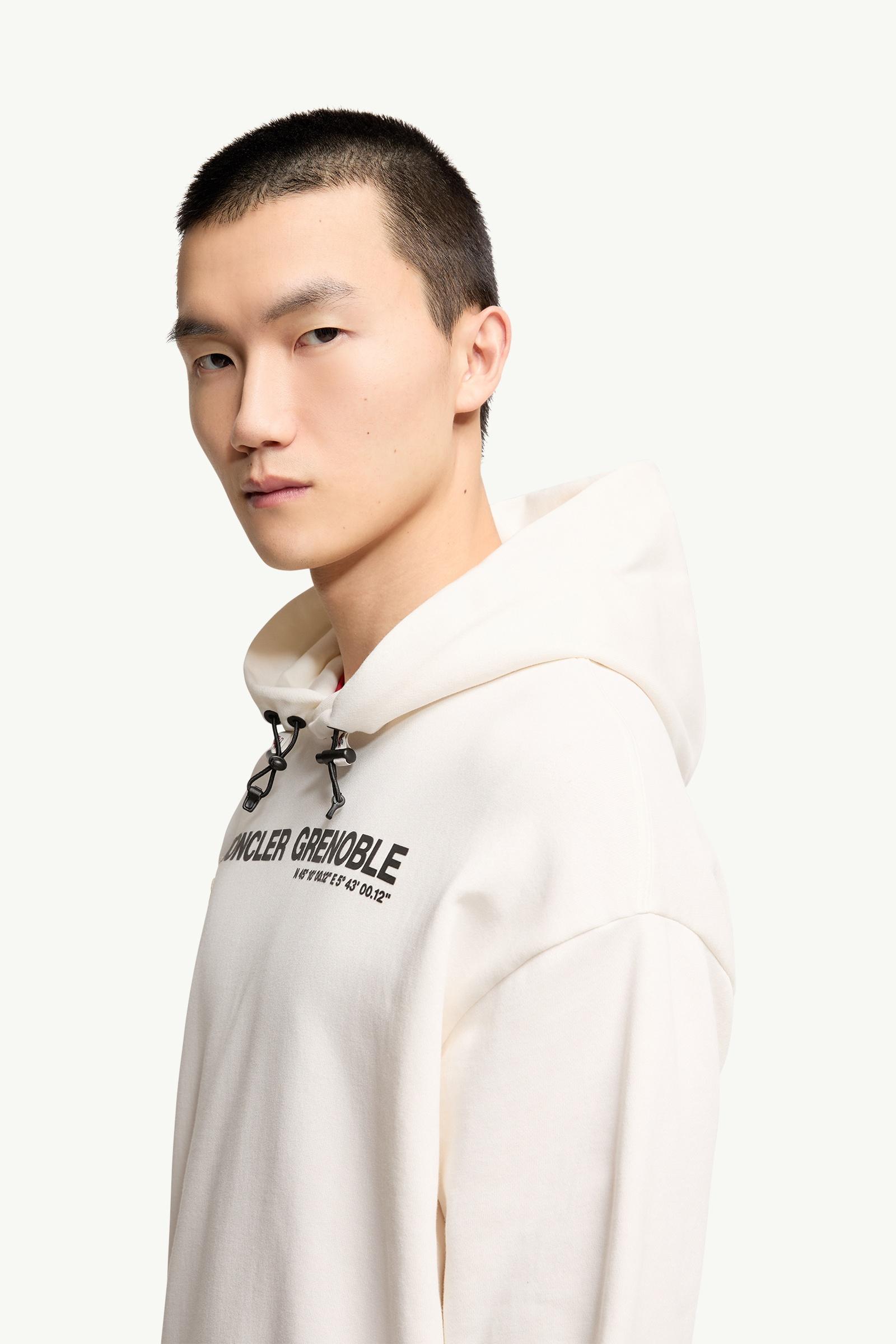 Ice Grey Logo Cotton Hoodie - Sweatshirts for Men | Moncler US