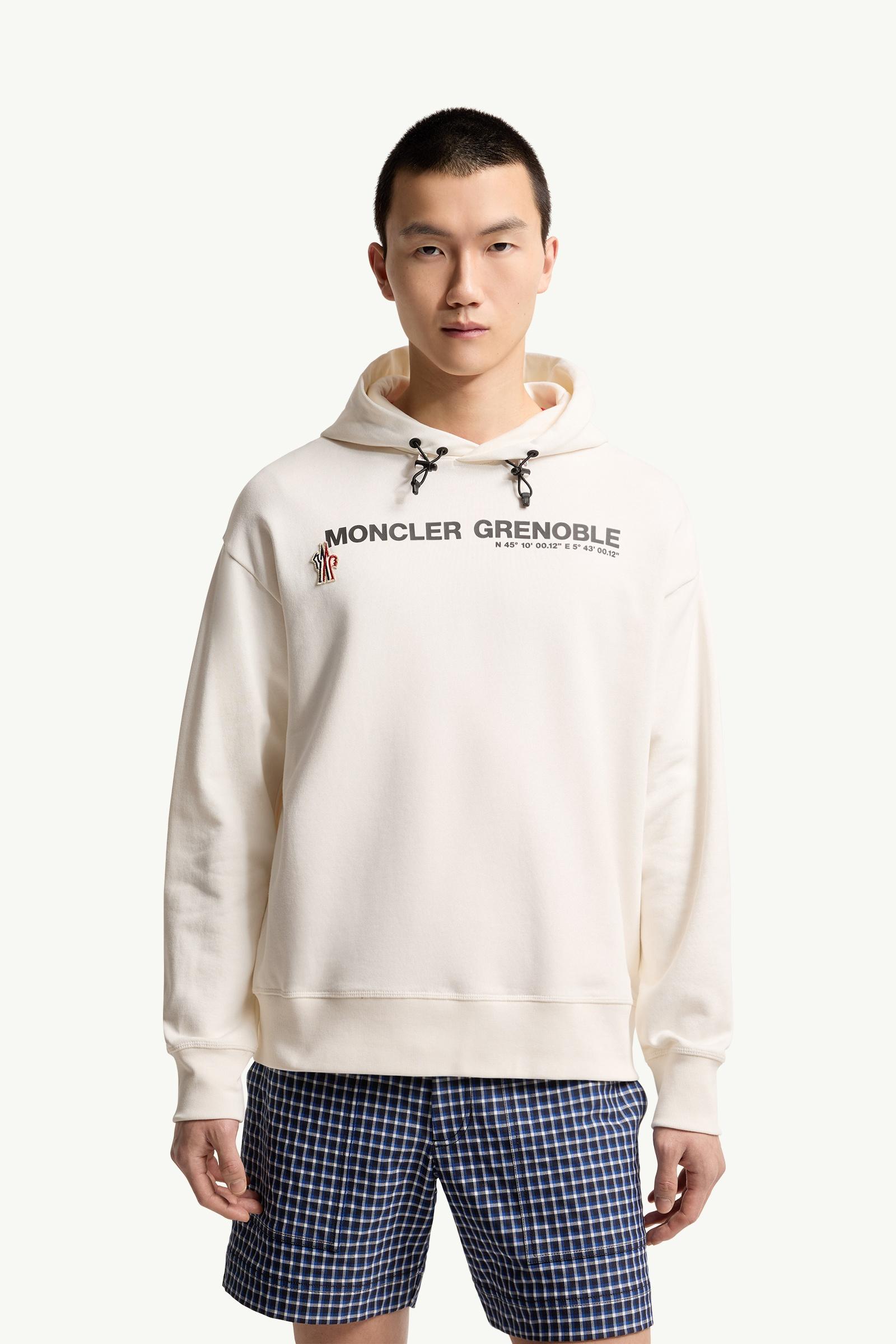 Ice Grey Logo Cotton Hoodie - Sweatshirts for Men | Moncler US