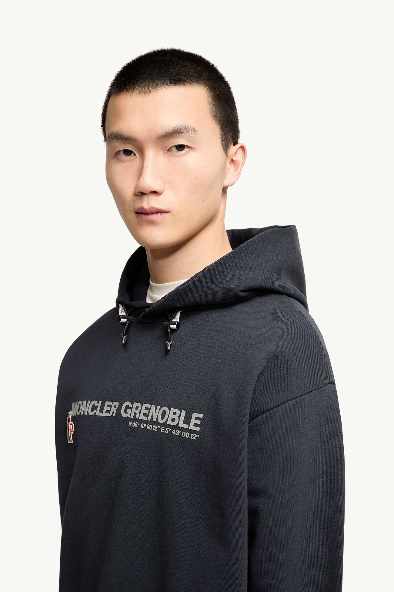 Logo Cotton Hoodie Men Navy Blue Moncler 1