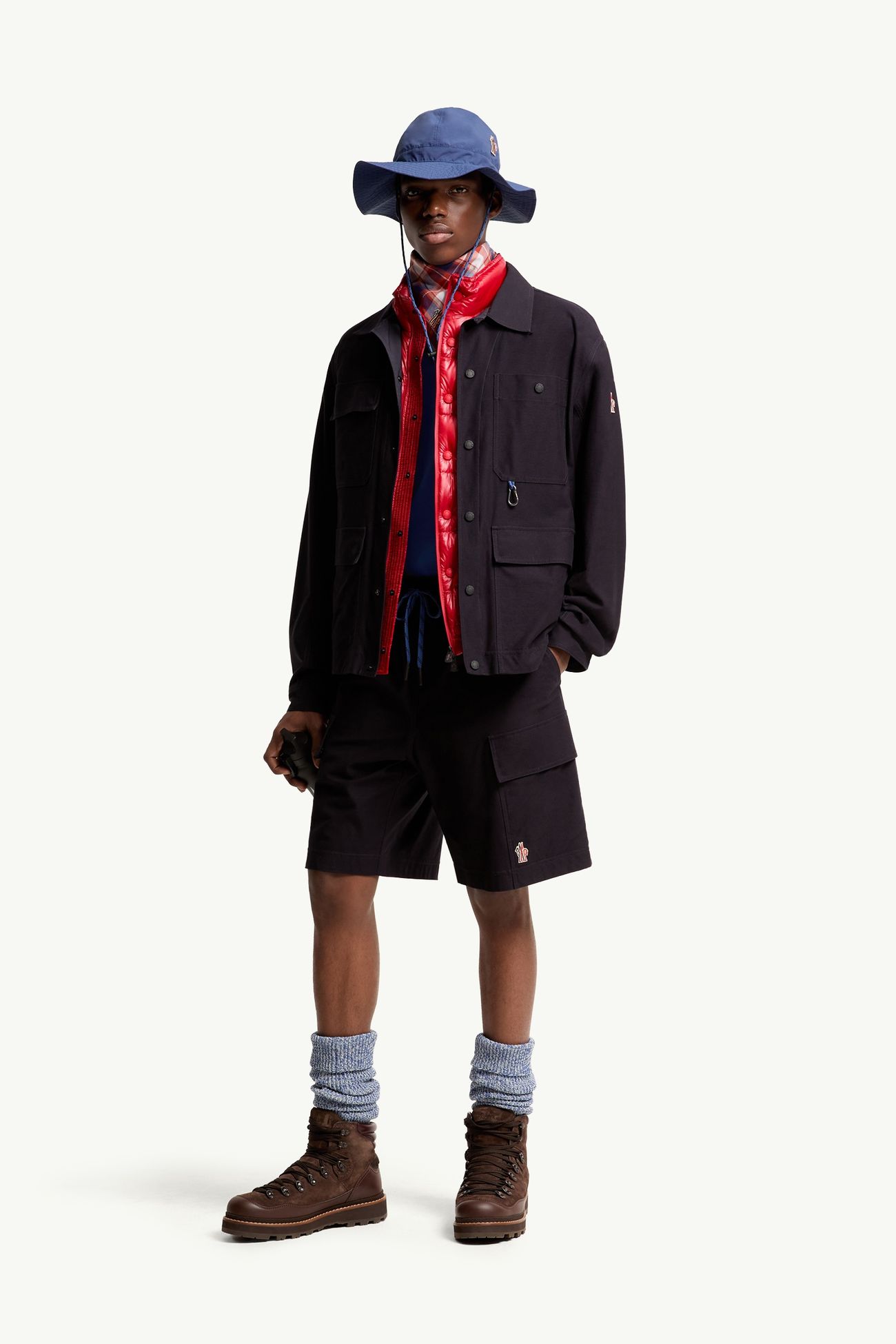 Shorts cargo in gabardine di cotone Uomo Blu Navy Moncler 0