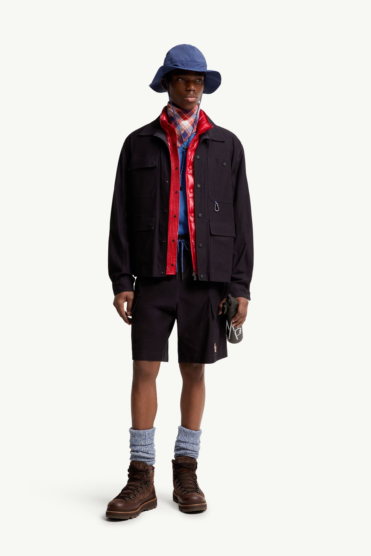 Cotton Gabardine Shirt Jacket Men Navy Blue Moncler 0