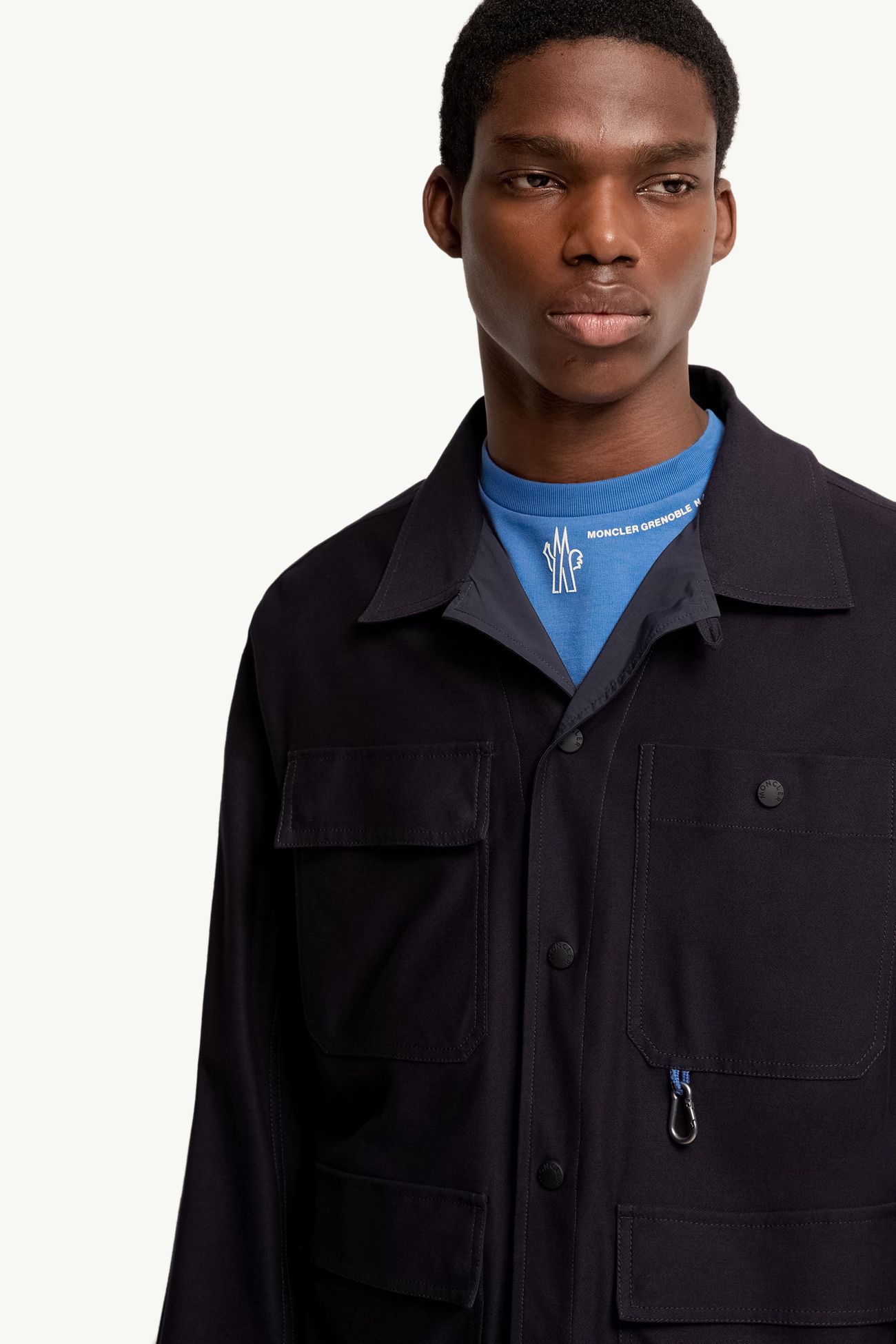 Cotton Gabardine Shirt Jacket Men Navy Blue Moncler 5