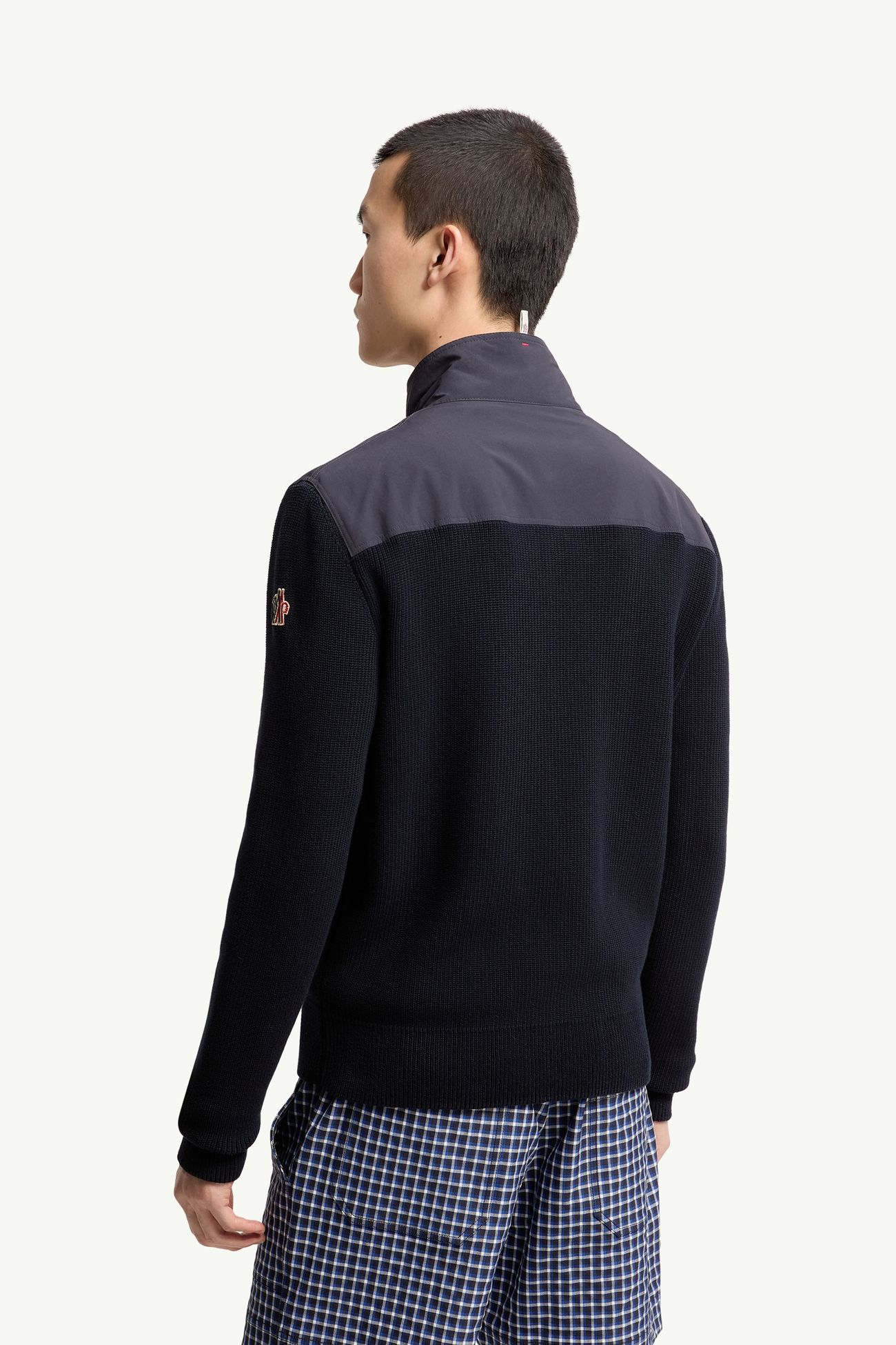 Cardigan imbottito in cotone con zip Uomo Blu Navy Moncler 4