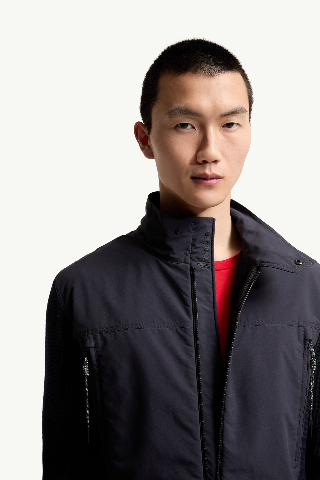 夾層拉鏈棉質開襟毛衣 男士 海軍藍色 Moncler 5