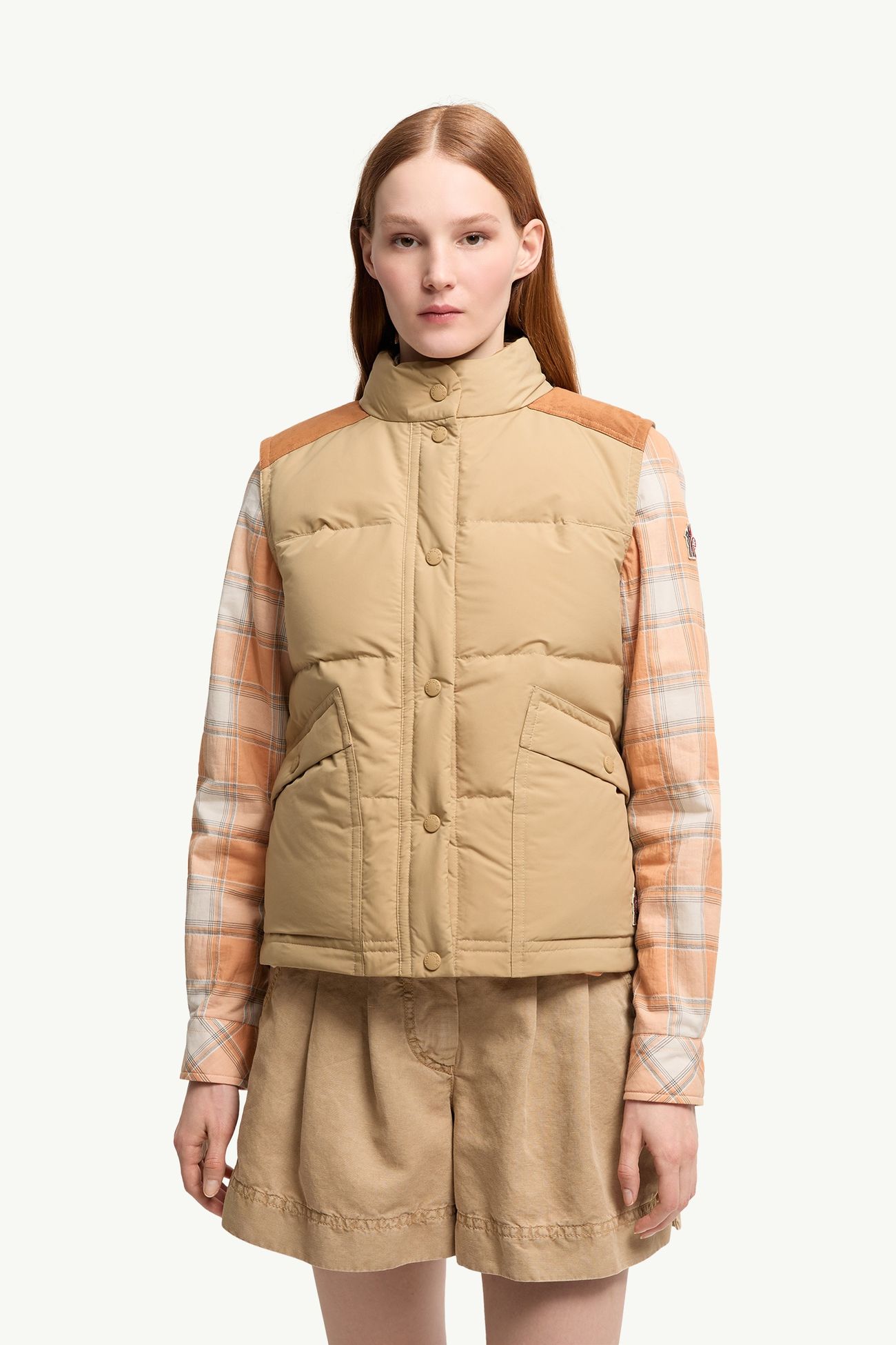 Gilet imbottito in piuma Aberes Donna Beige Moncler 3