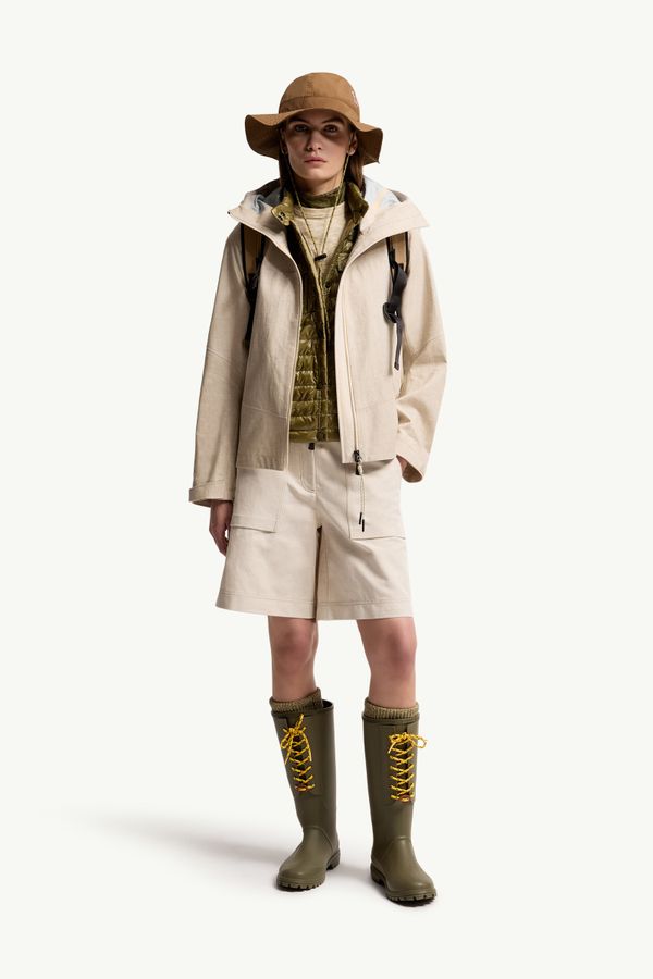 Veste à capuche Chartres en lin mélangé Femmes Gris Beige Moncler 0