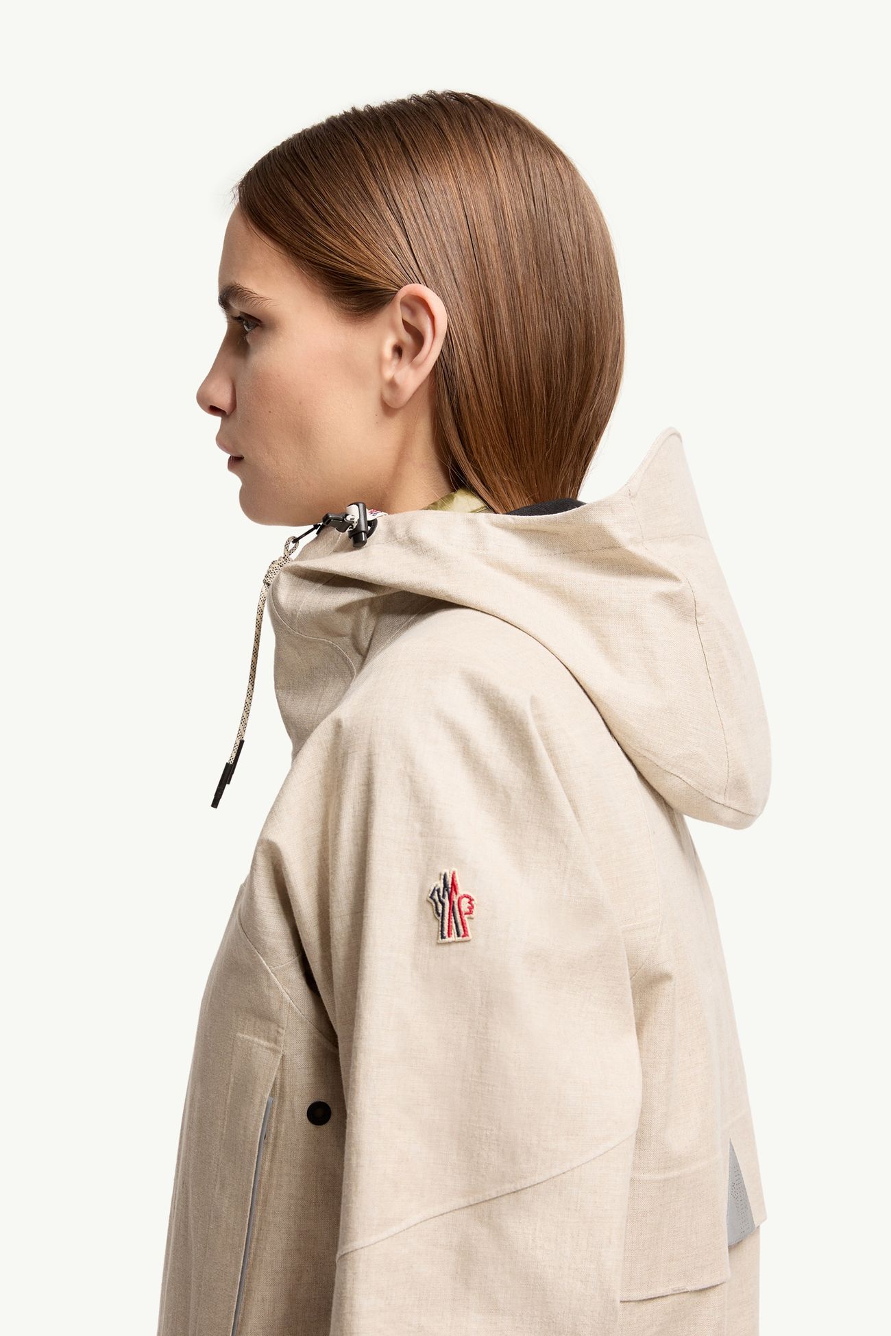 Giacca con cappuccio in misto lino Chartres Donna Grigio Beige Moncler 1