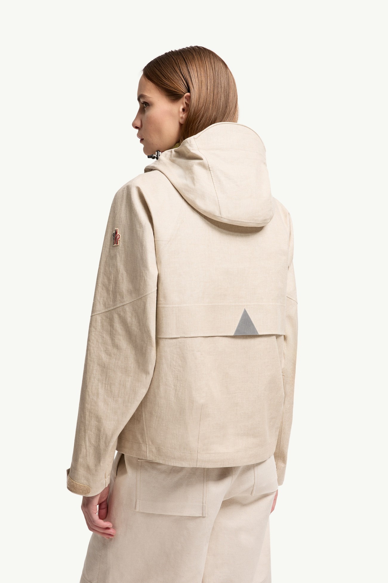 Chartres Linen Blend Hooded Jacket Women Gray  Beige Moncler 4