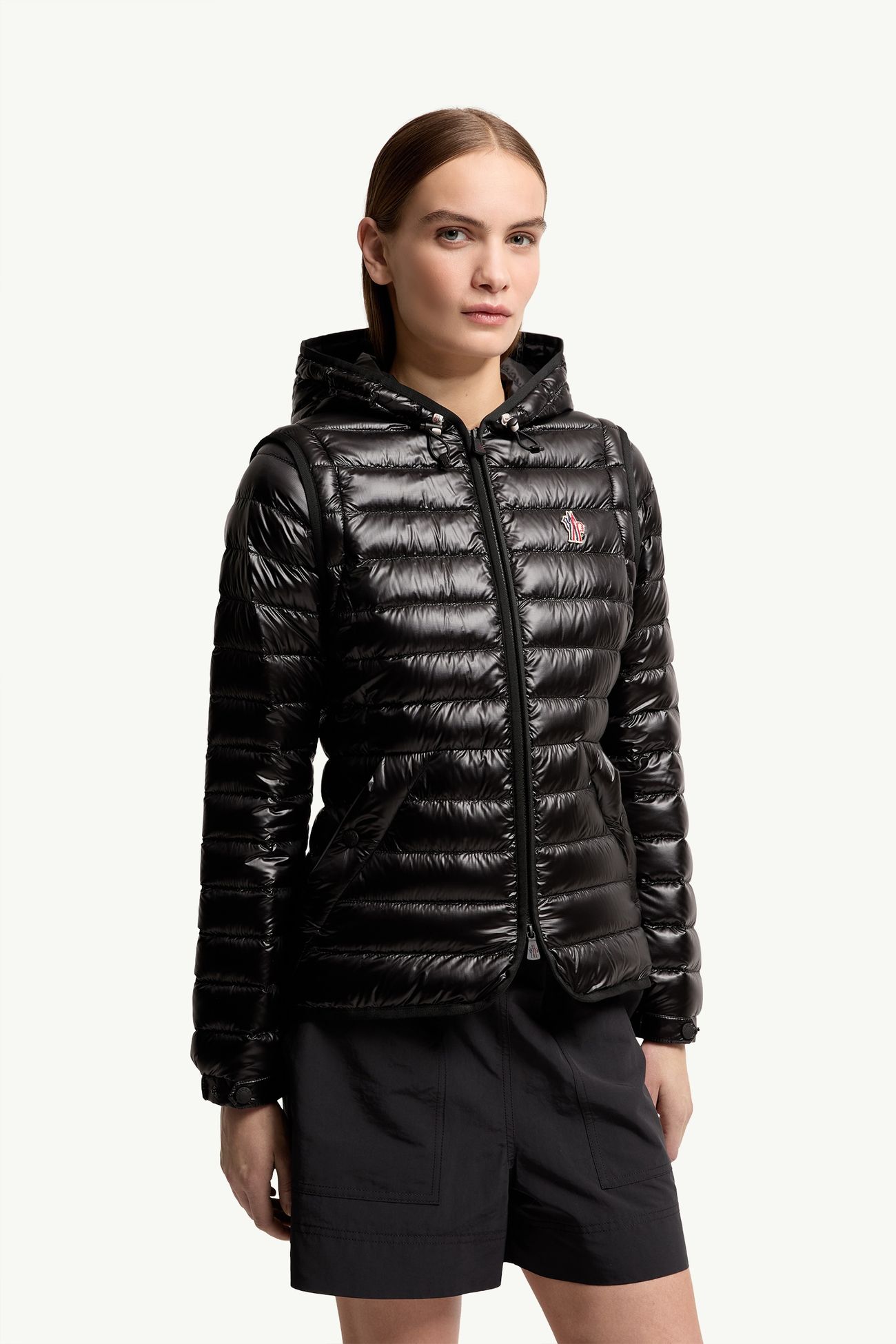 Piumino corto con cappuccio Karura 2-in-1 Donna Nero Moncler 3