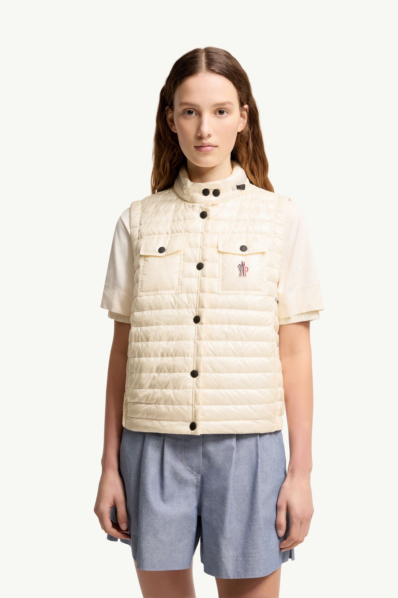 Gilet imbottito Gumiane con cappuccio Donna Bianco Avorio Moncler 3
