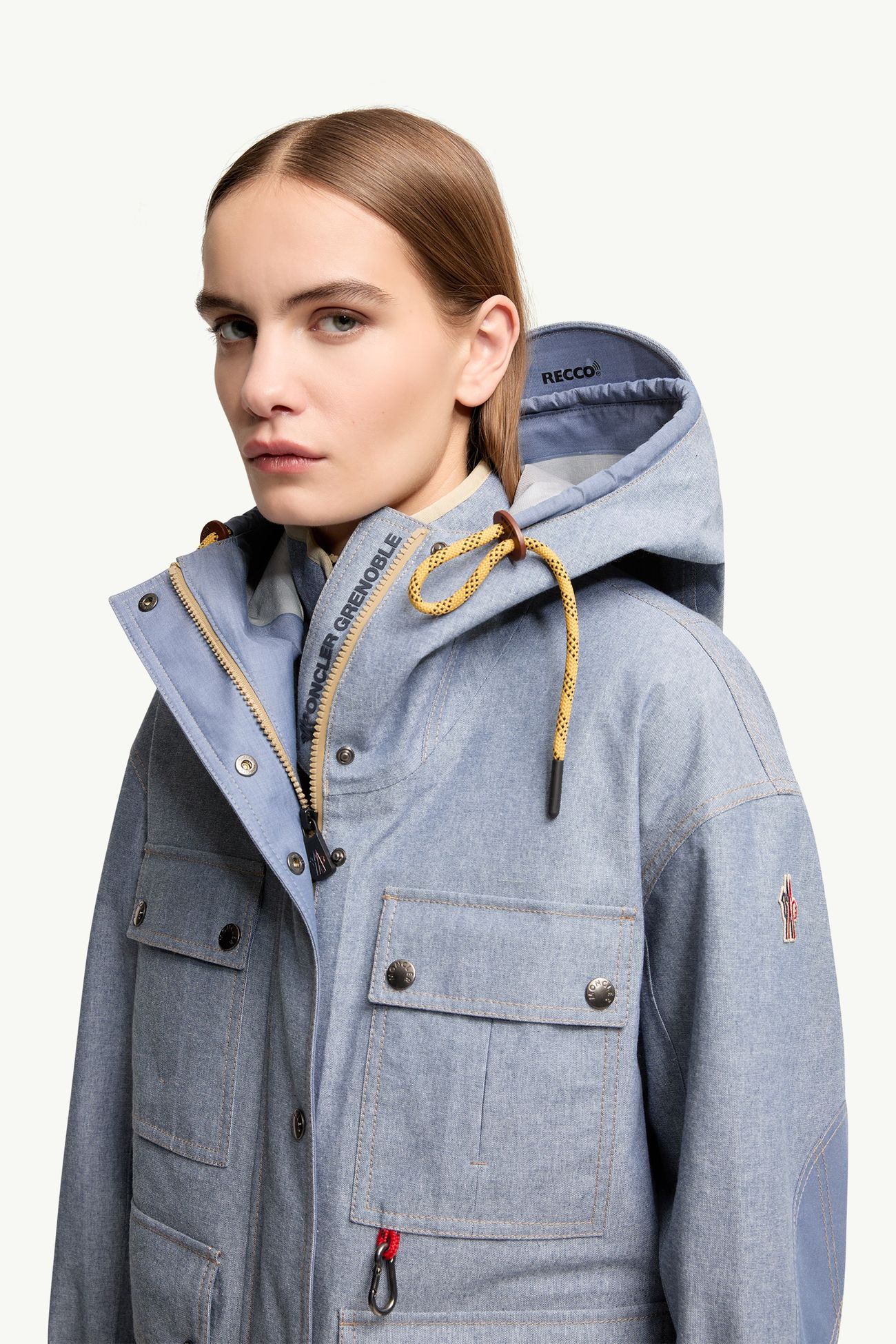 Veste militaire en chambray Beziers Femmes Bleu Poudré Moncler 5